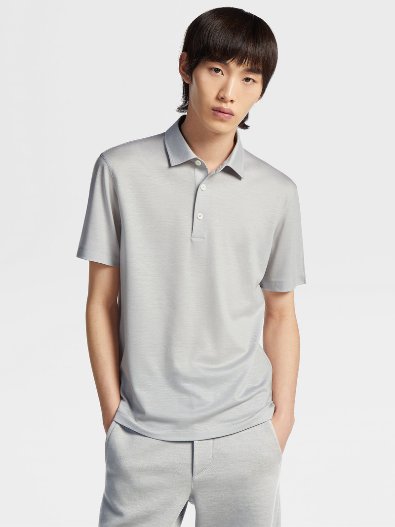 LIGHT GREY HIGH PERFORMANCE™ WOOL PIQUET POLO SHIRT 5