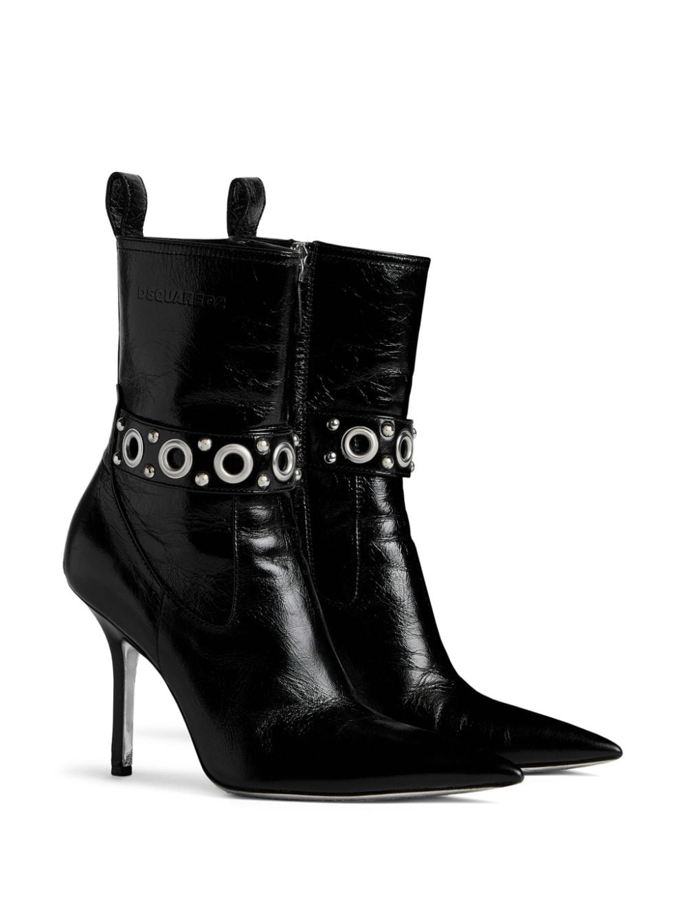 Gothic eyelet-embellished leather ankle boots - 2
