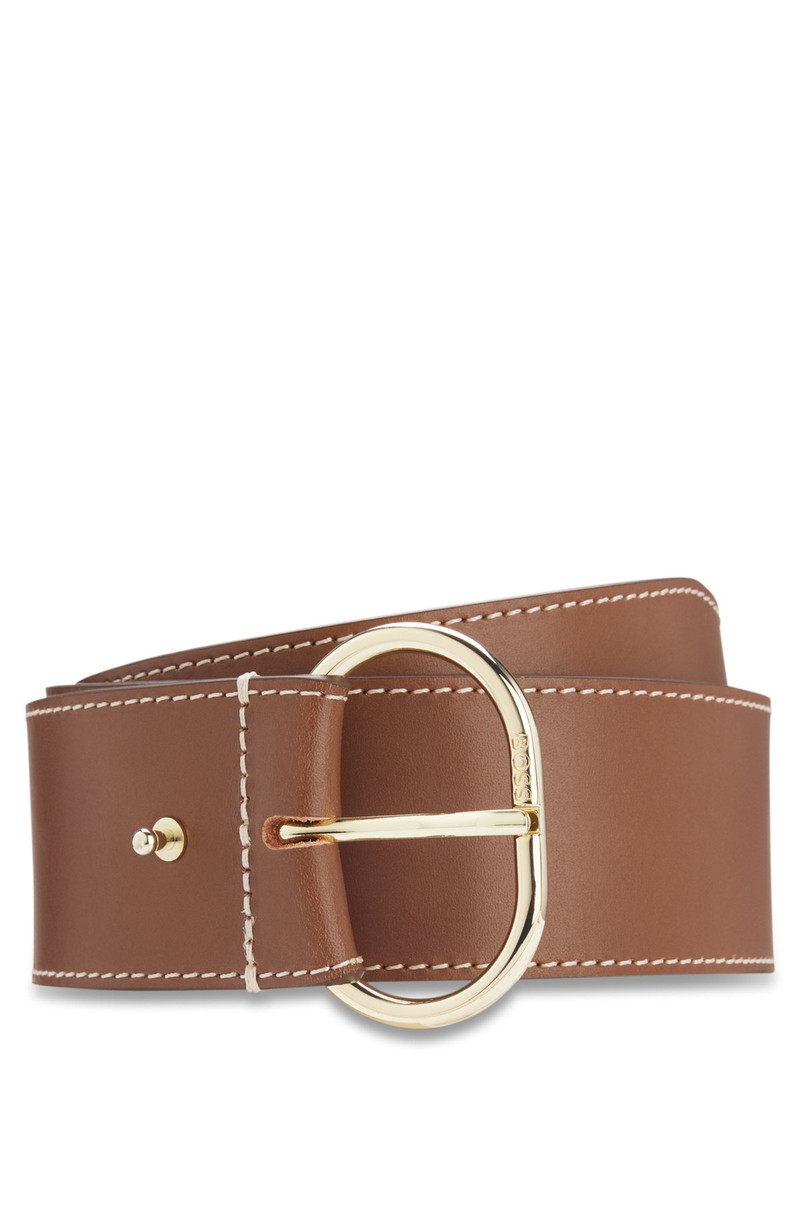 LEATHER BELT WITH GOLD-TONE BUCKLE 1