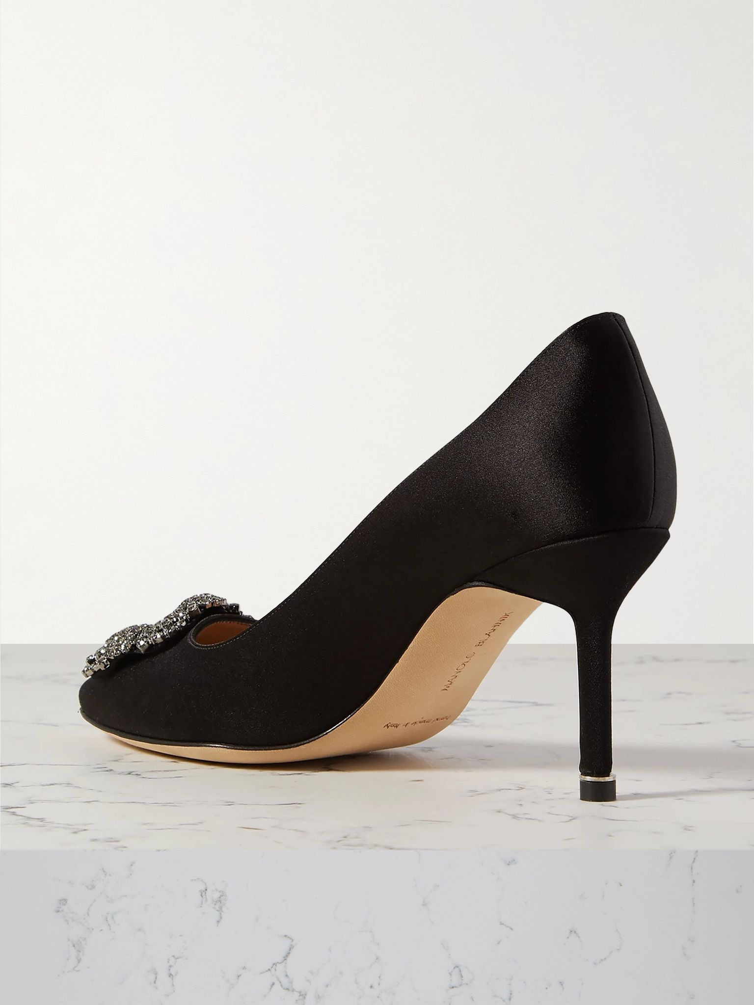 Hangisi 70 crystal-embellished satin pumps Black - 3