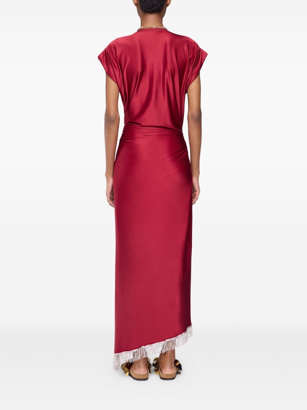 fringe-detailed gathered dress - 5