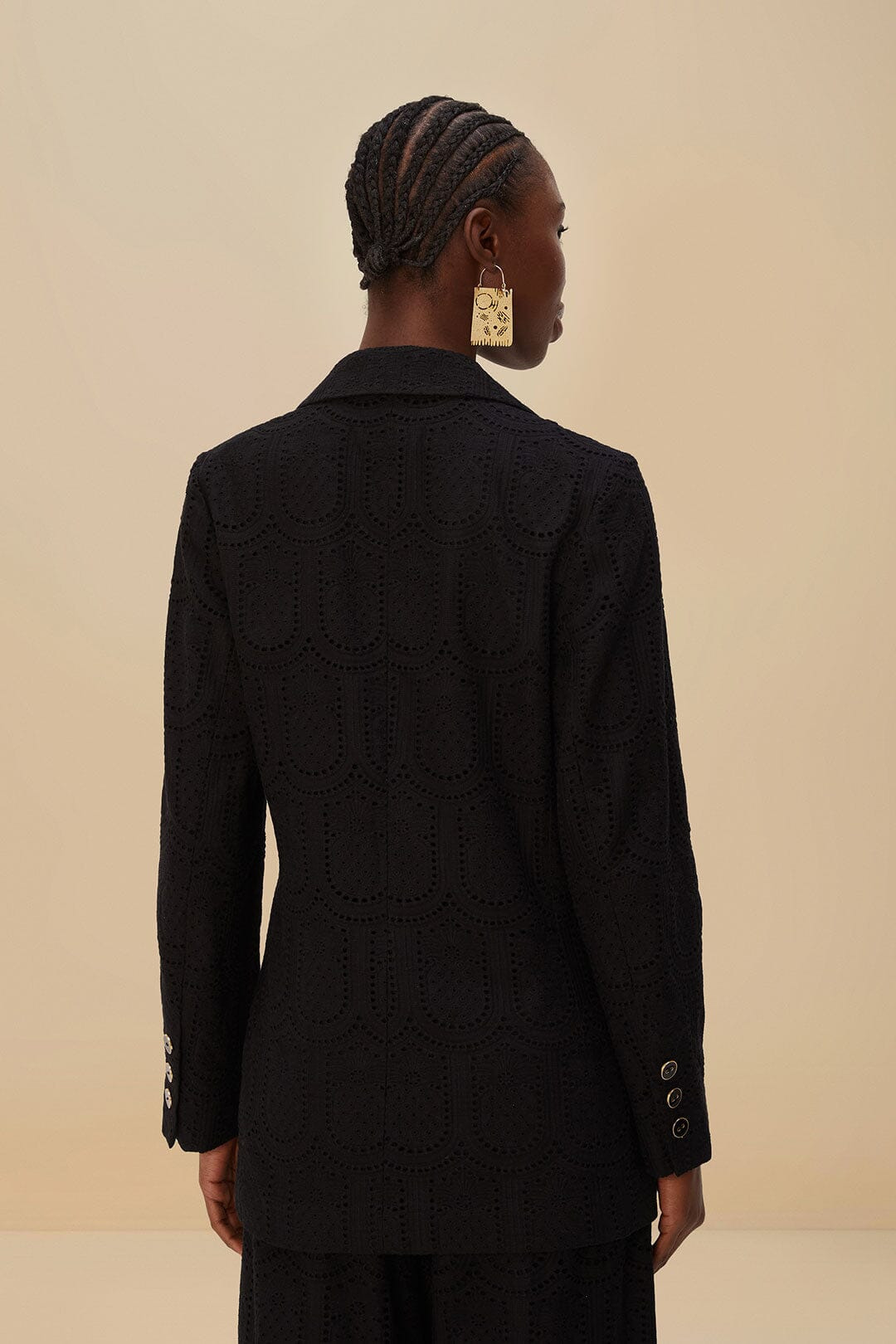 Black Eyelet Blazer - 5