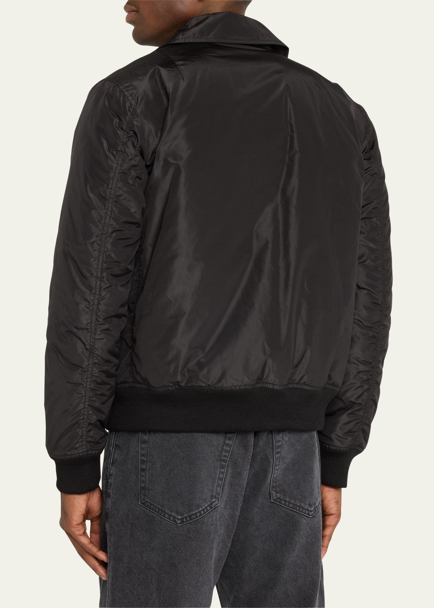 Men's Taffeta Shirt-Collar Bomber Jacket - 3