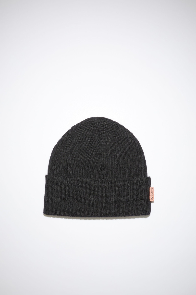 Ribbed beanie hat - Black 1
