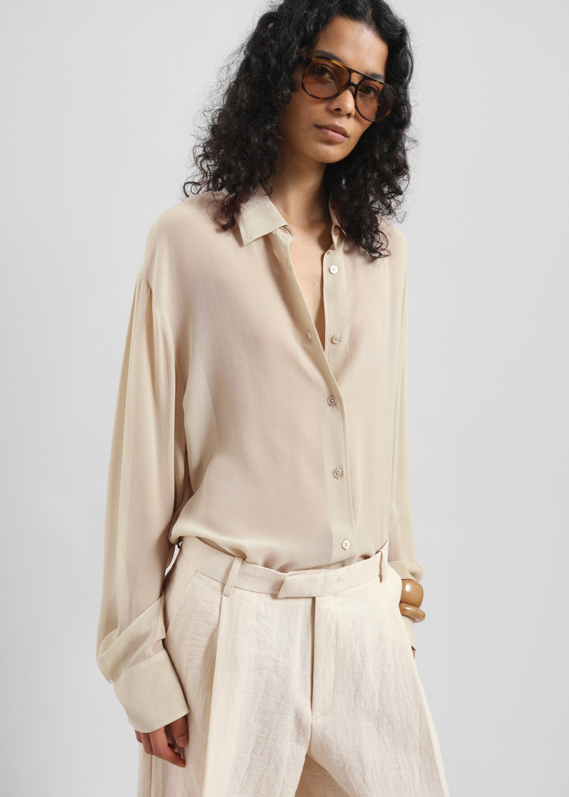 Peri Silk Georgette Shirt - Beige 5