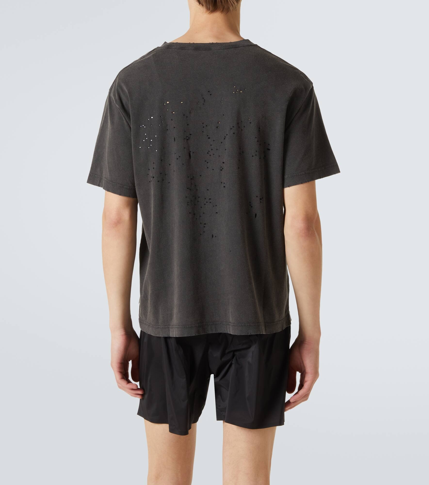 Distressed logo cotton jersey T-shirt - 4