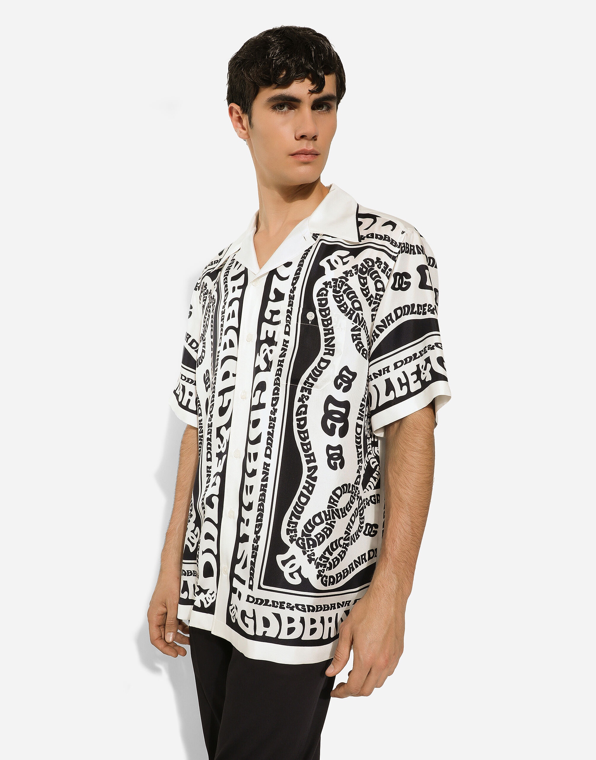 Marina-print silk Hawaii shirt - 4
