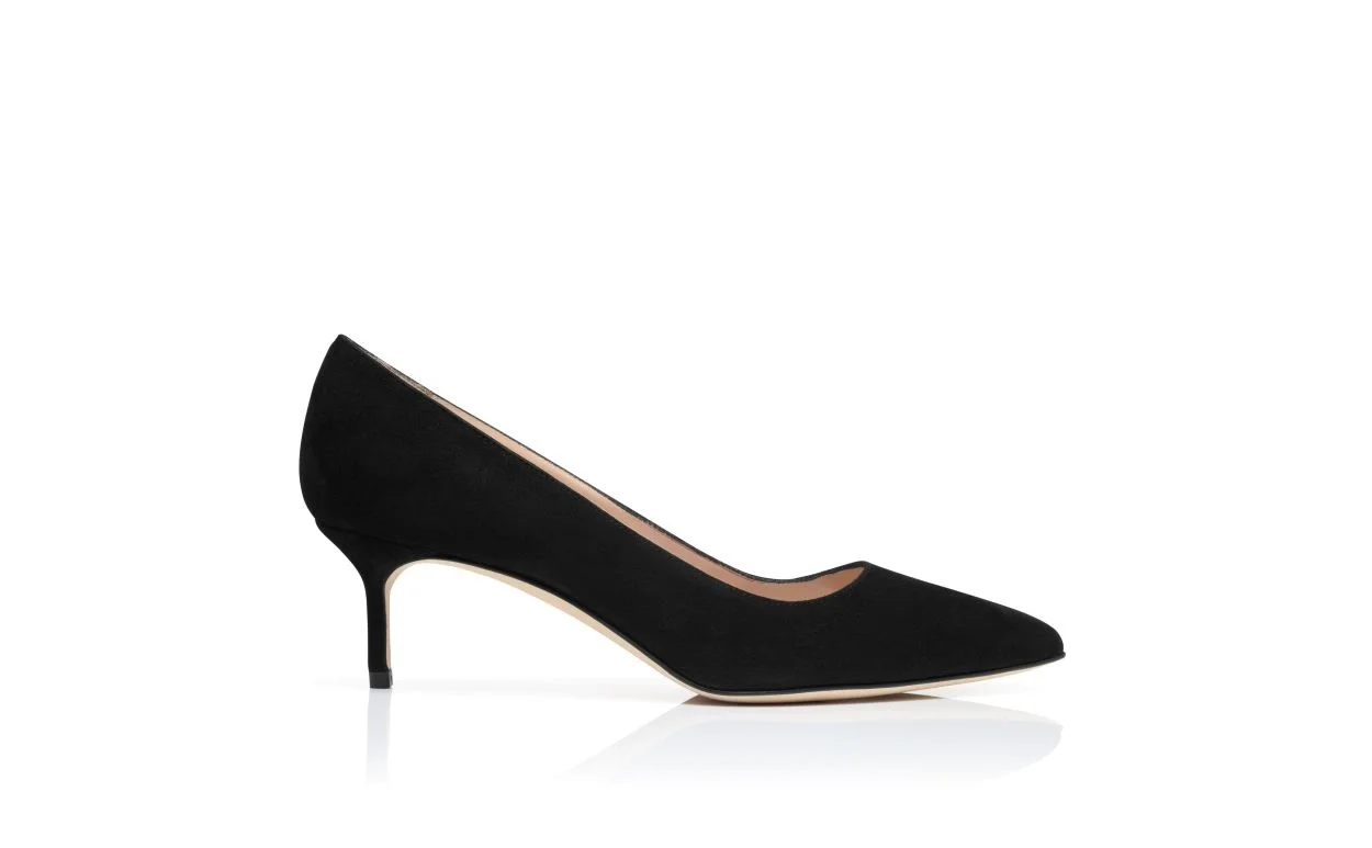 Black Suede Pointed Toe Pumps - 1
