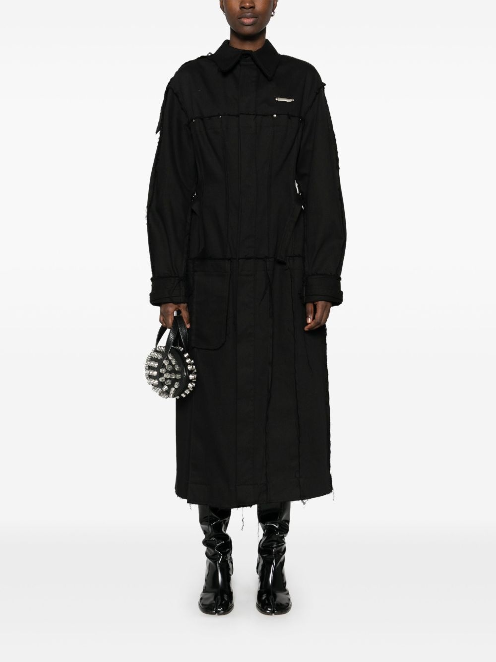 darted denim trench coat - 2