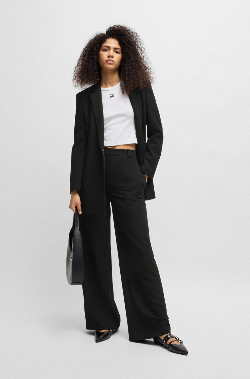 HUGO REGULAR-FIT TROUSERS IN STRETCH SEERSUCKER outlook
