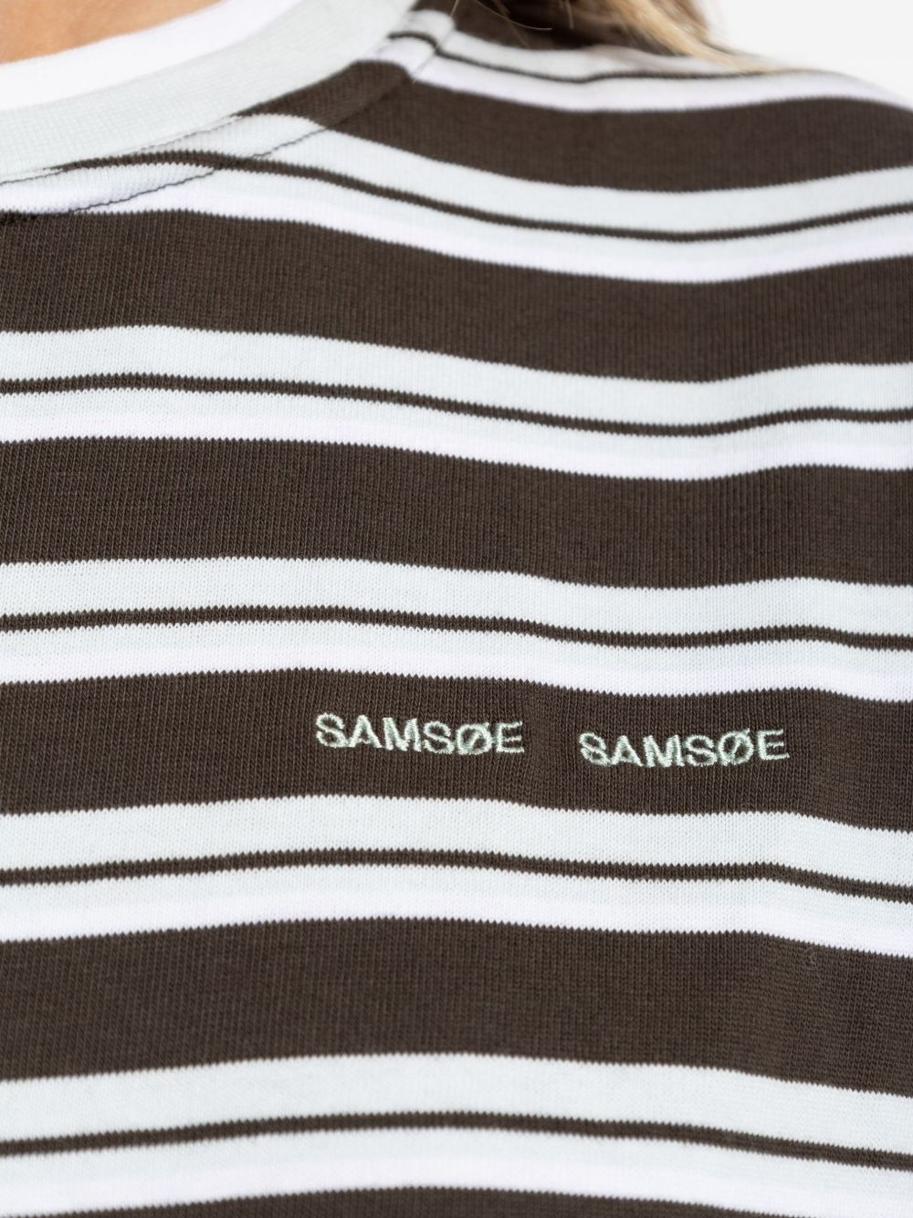 embroidered-logo striped-pattern T-shirt - 5