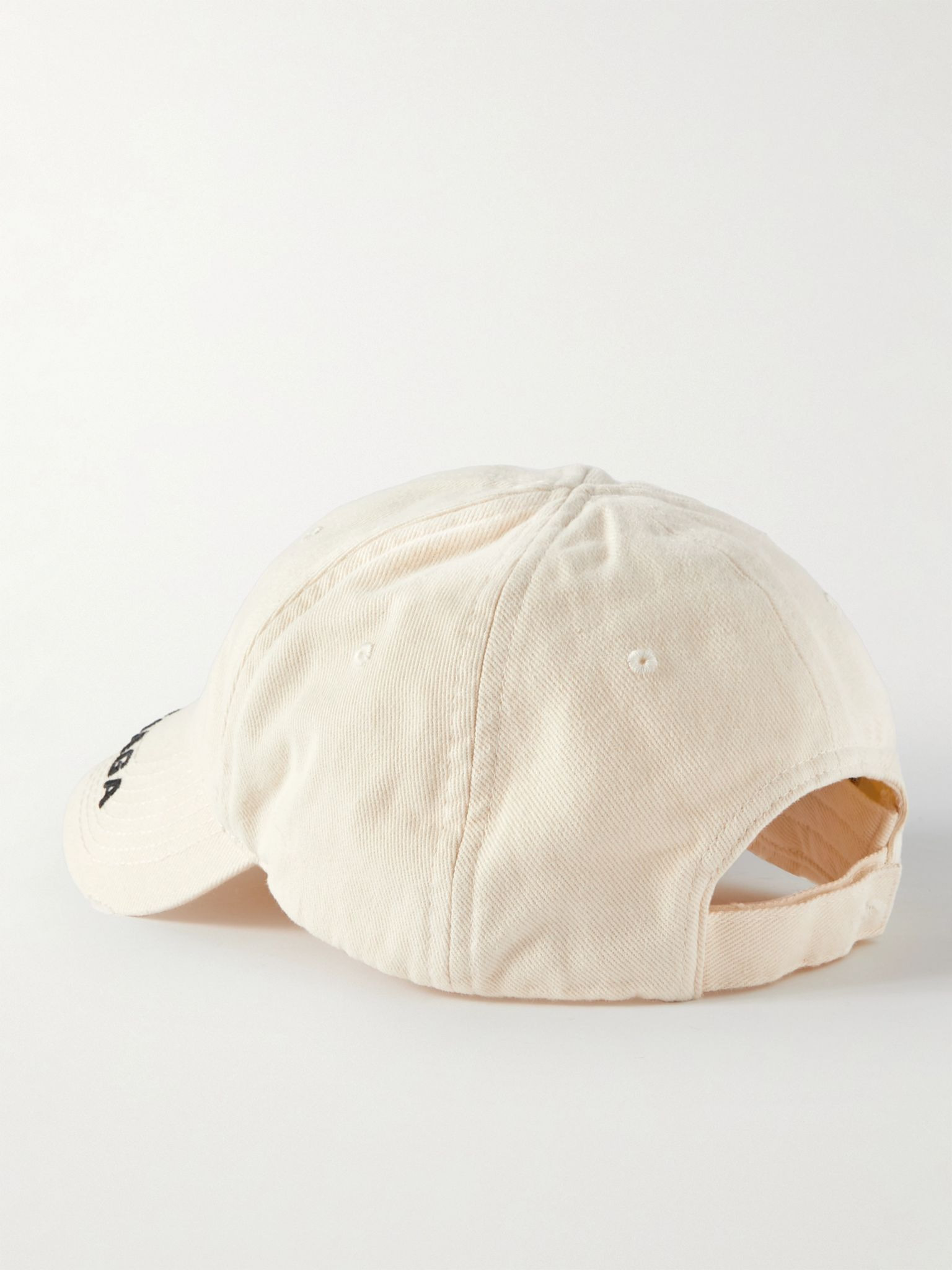 Logo-Embroidered Distressed Cotton-Twill Baseball Cap White - 3