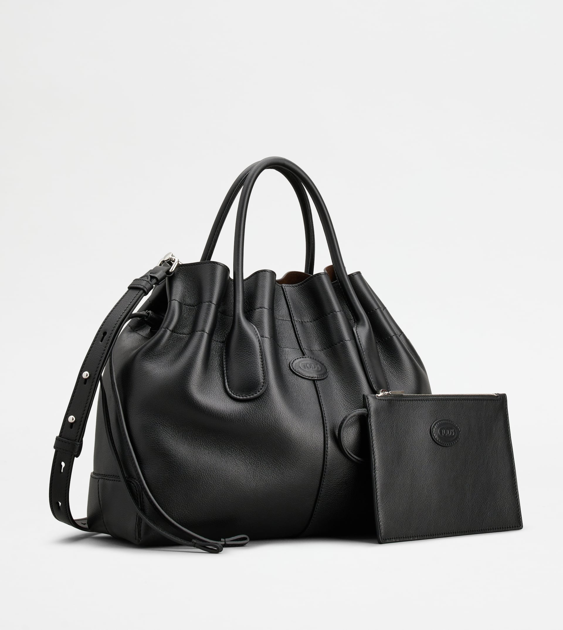 TOD'S DI BAG IN LEATHER SMALL WITH DRAWSTRING - BLACK - 4