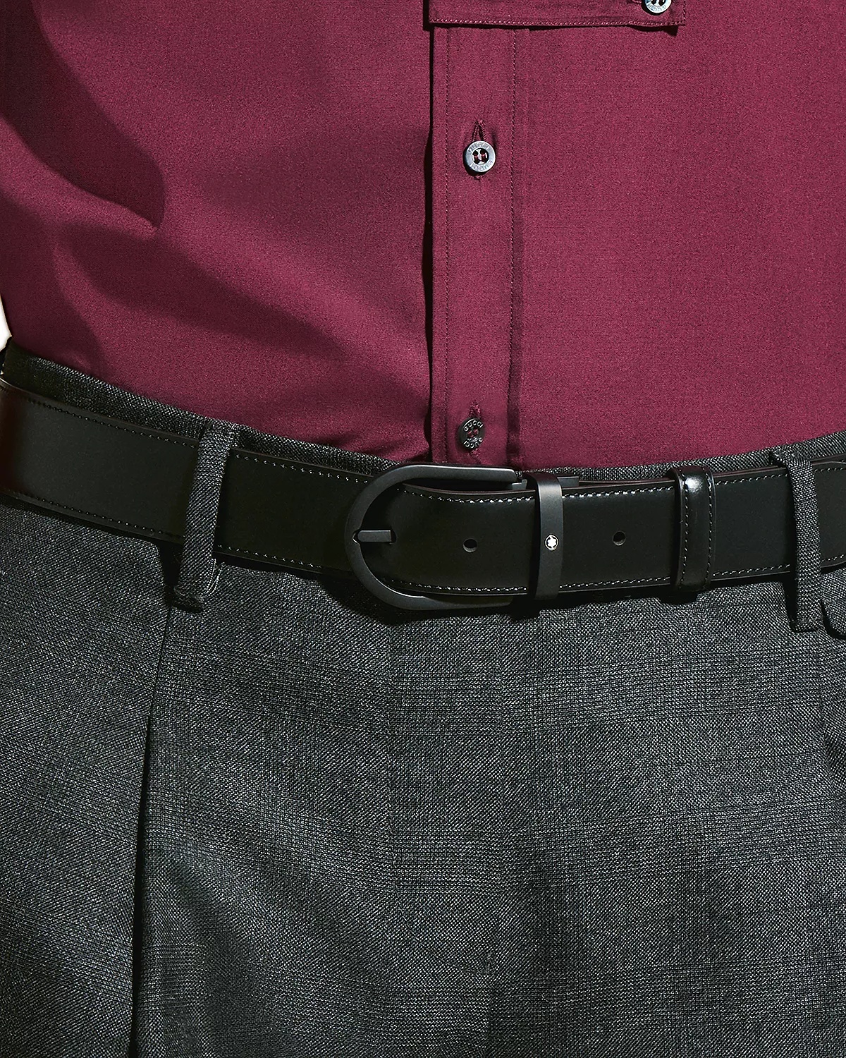 Men's Black Leather Belt - 2
