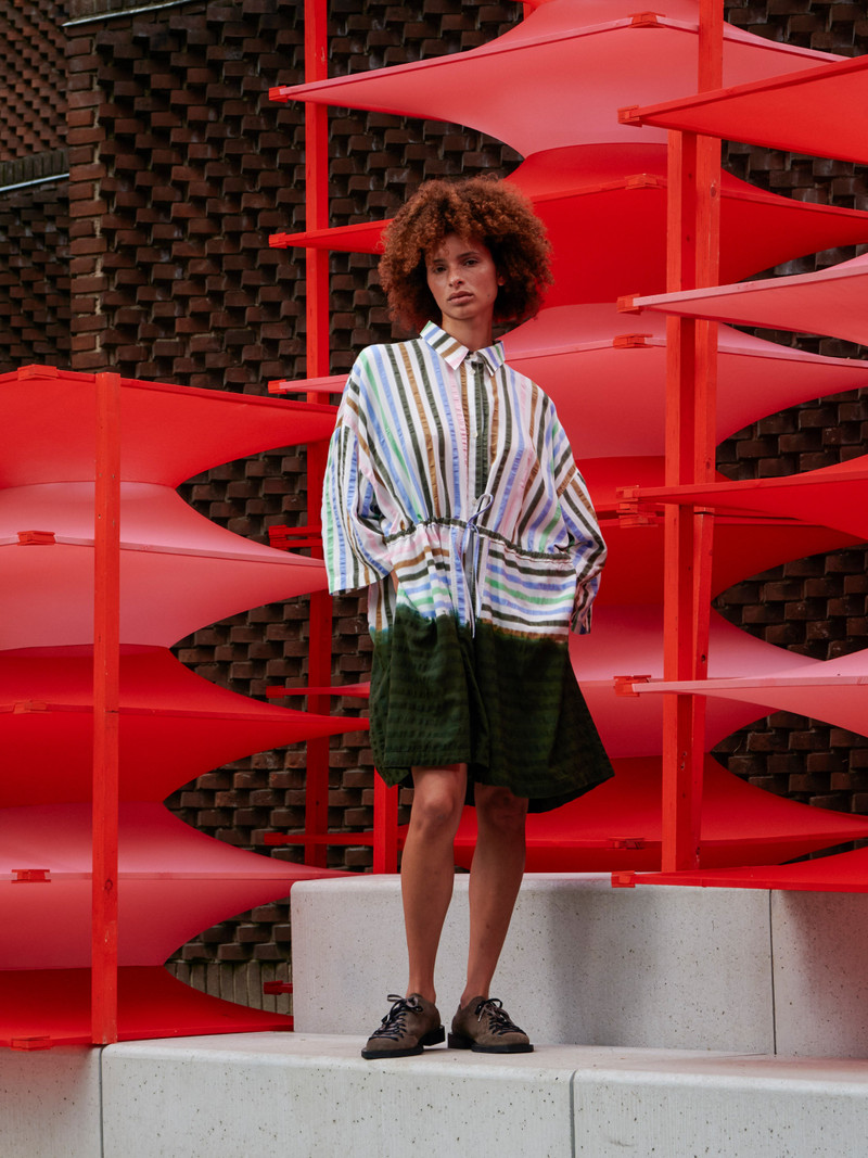 GATHER DRESS - DIPDYE STRIPES 4