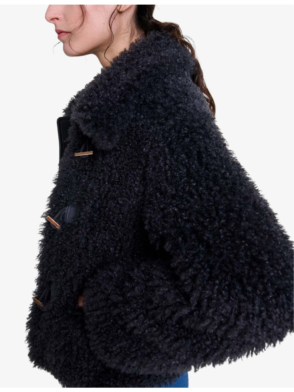 Collar long-sleeve regular-fit faux-shearling jacket - 5