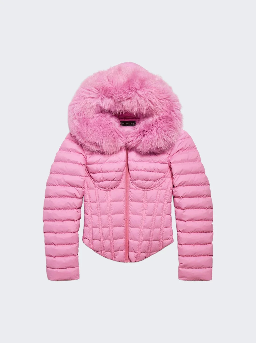 Hooded Corstd Puffer Jacket Pink - 1