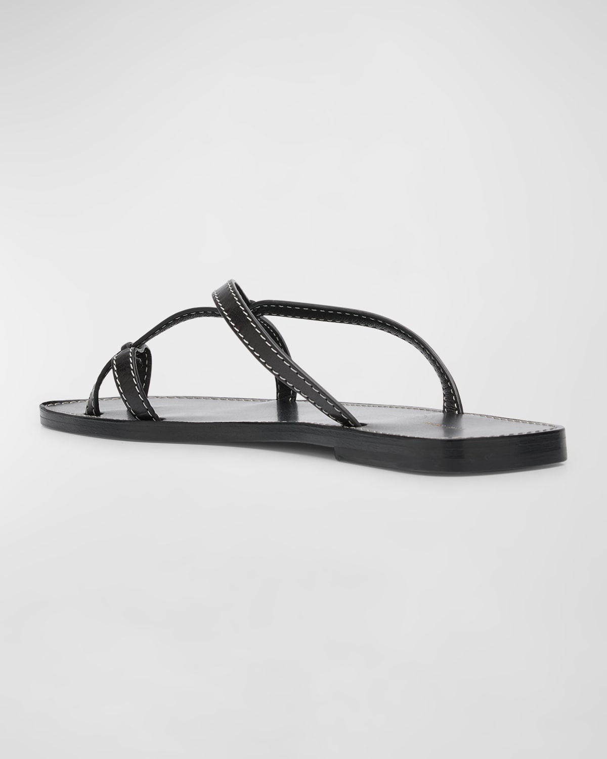 Link Leather Toe-Loop Slide Sandals - 4