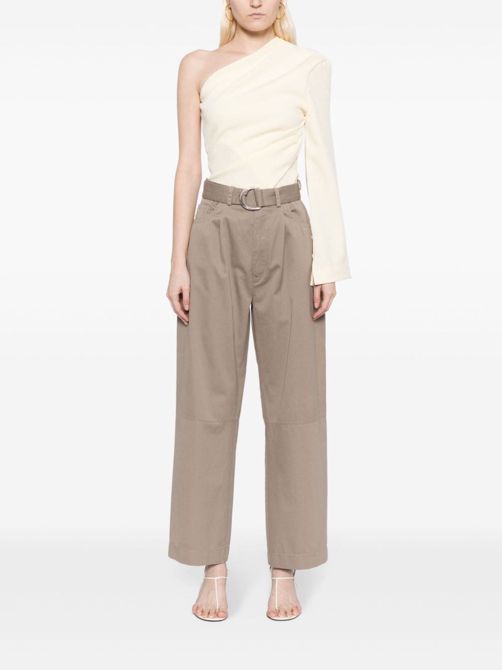 high-waisted cotton trousers - 2