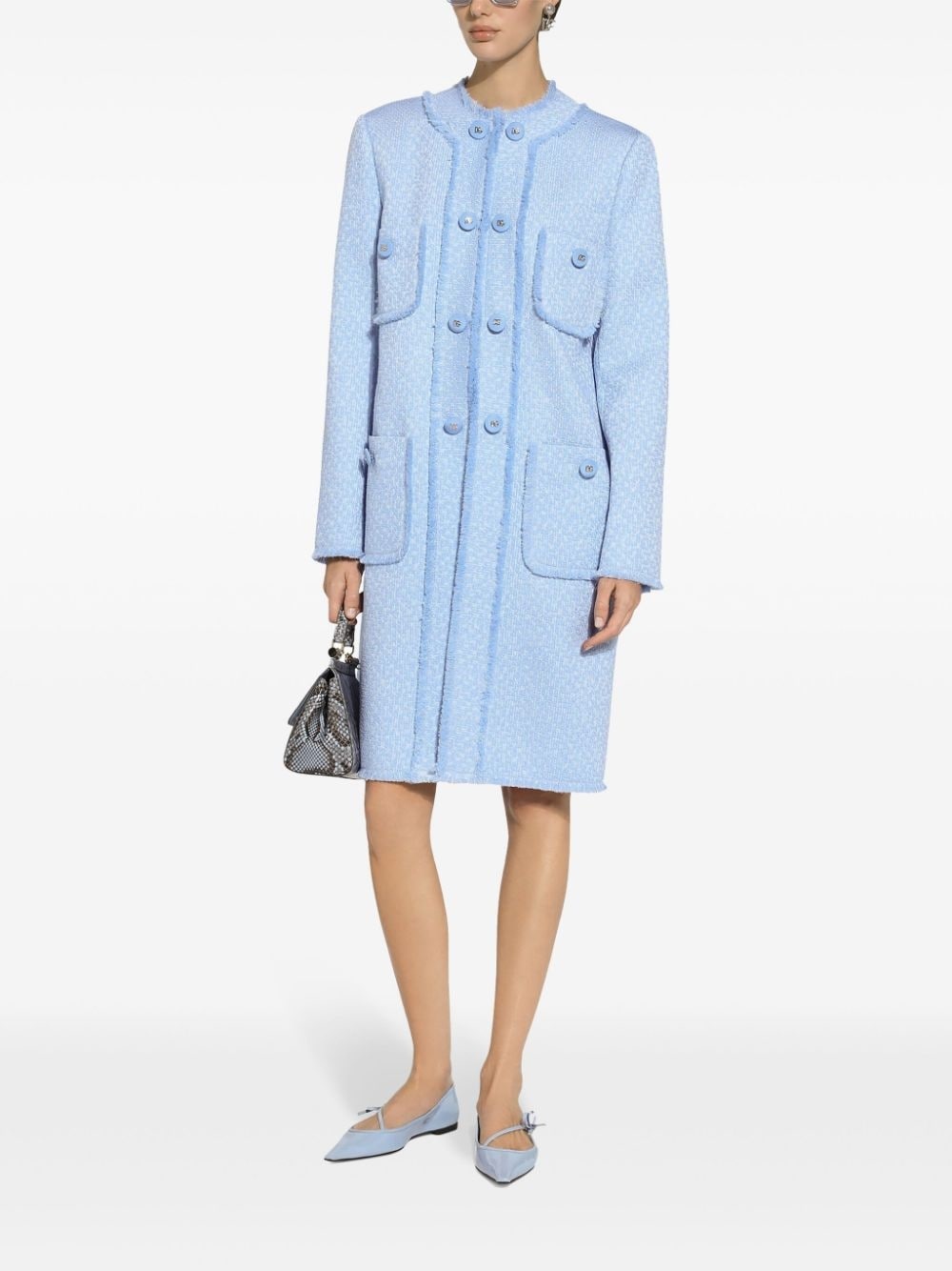 single-breasted bouclÃ© coat - 3