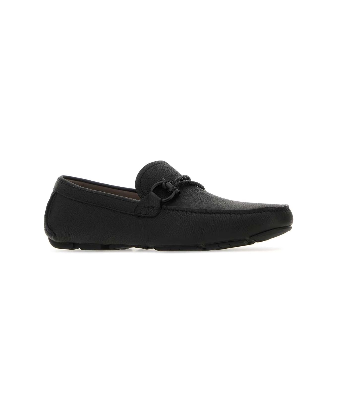 Black Leather Front Loafers - 2