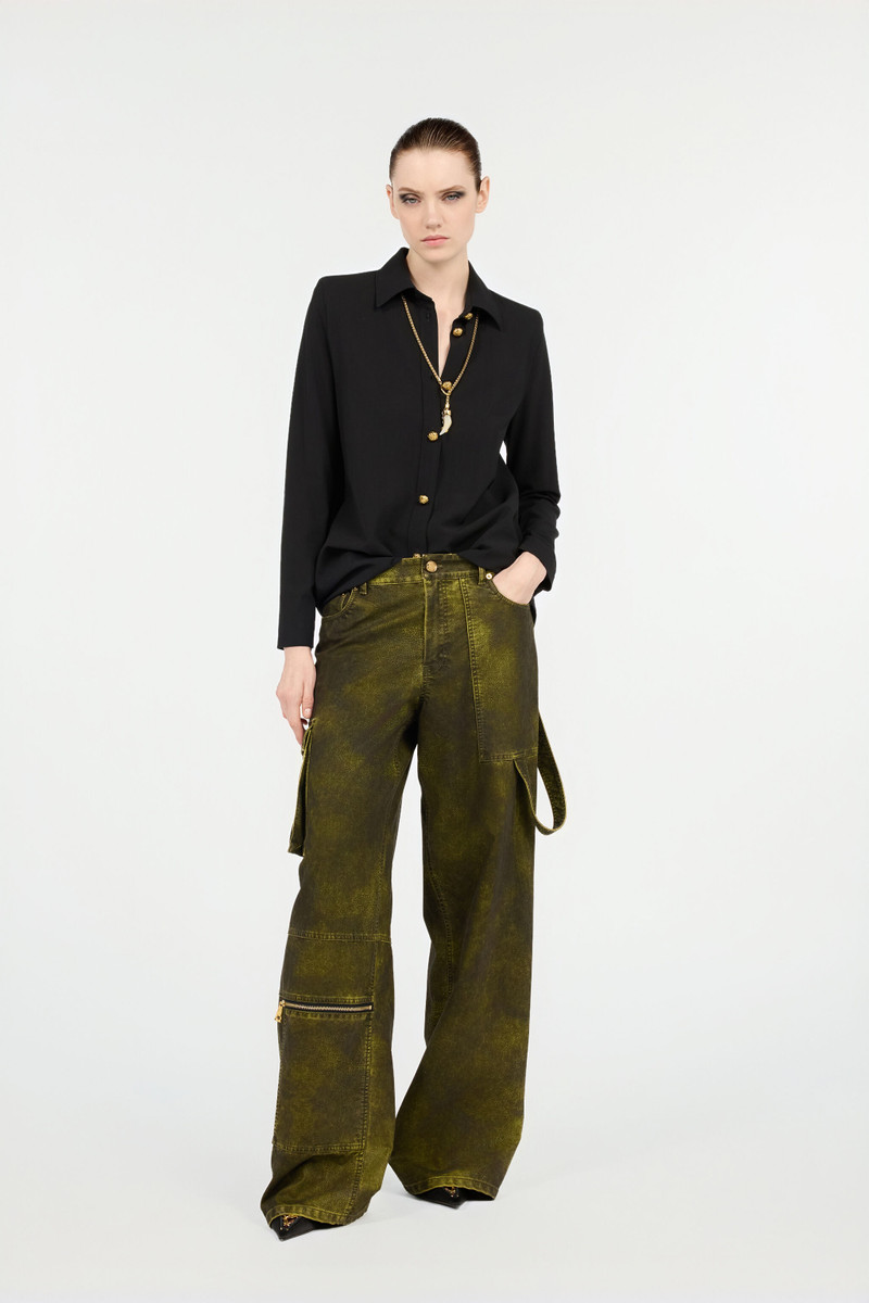 Roberto Cavalli Long Black Wool-Blend Shirt outlook