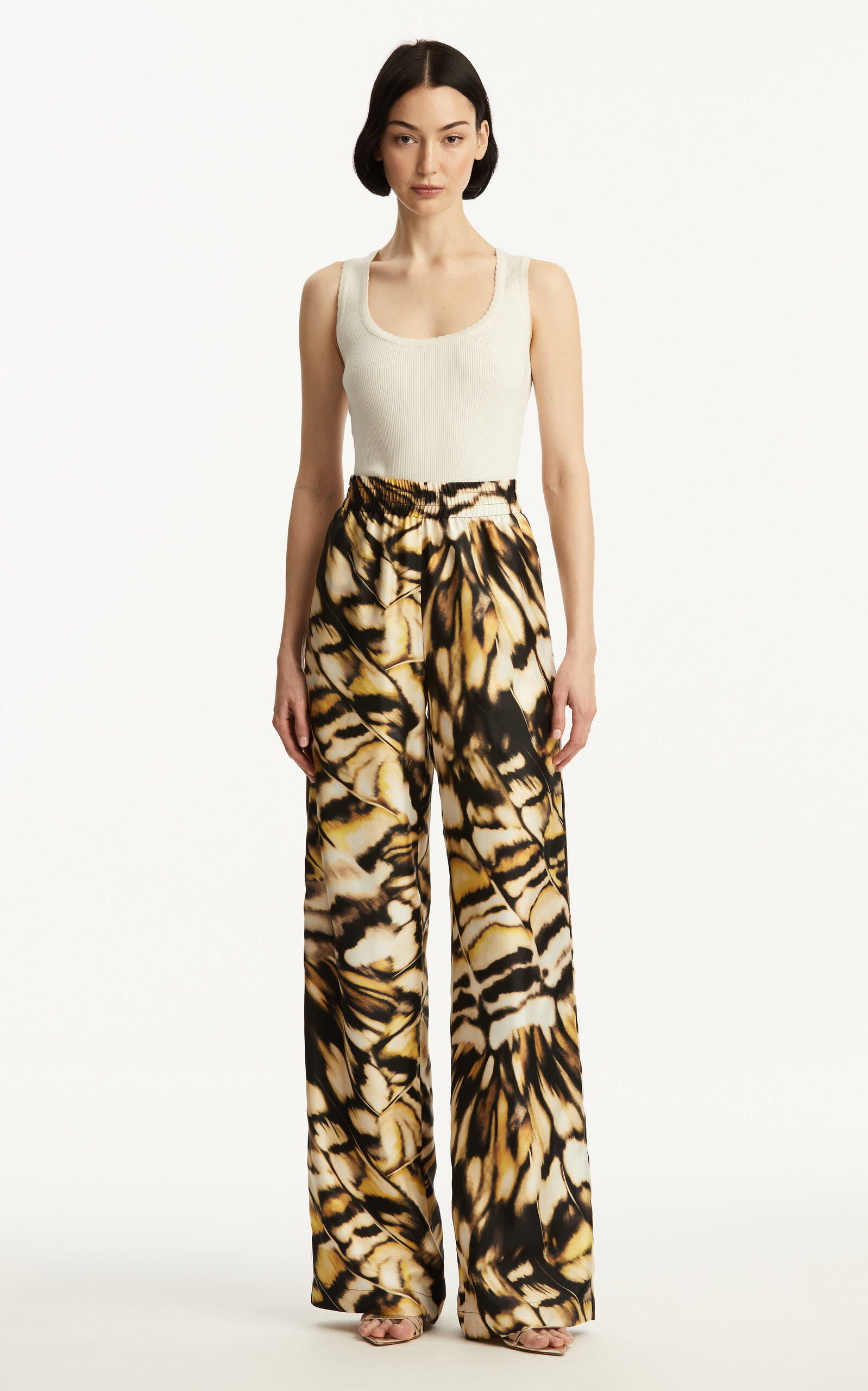 Silk Twill Wide-Leg Pants print - 4