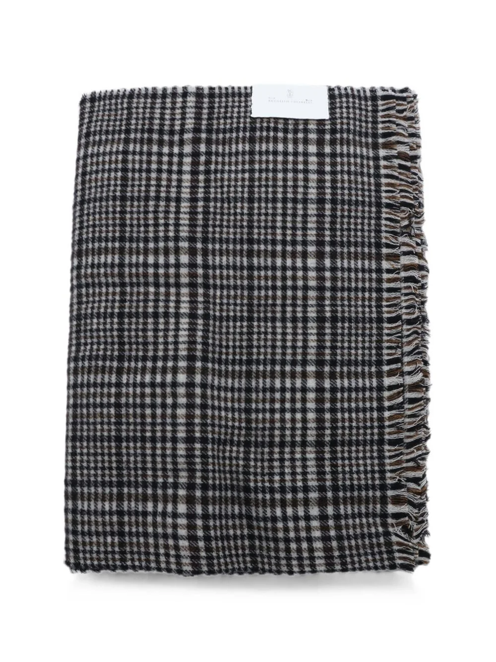 check-pattern frayed-edge scarf - 1