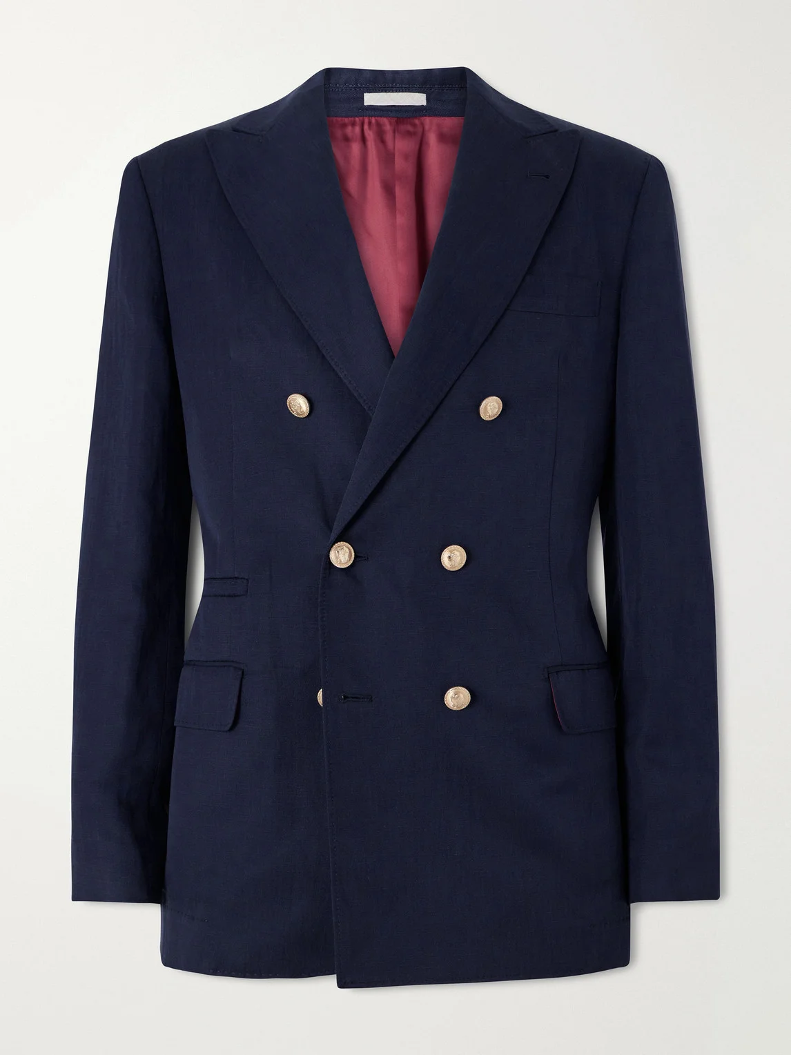 Double-Breasted Silk and Linen-Blend Blazer - 1