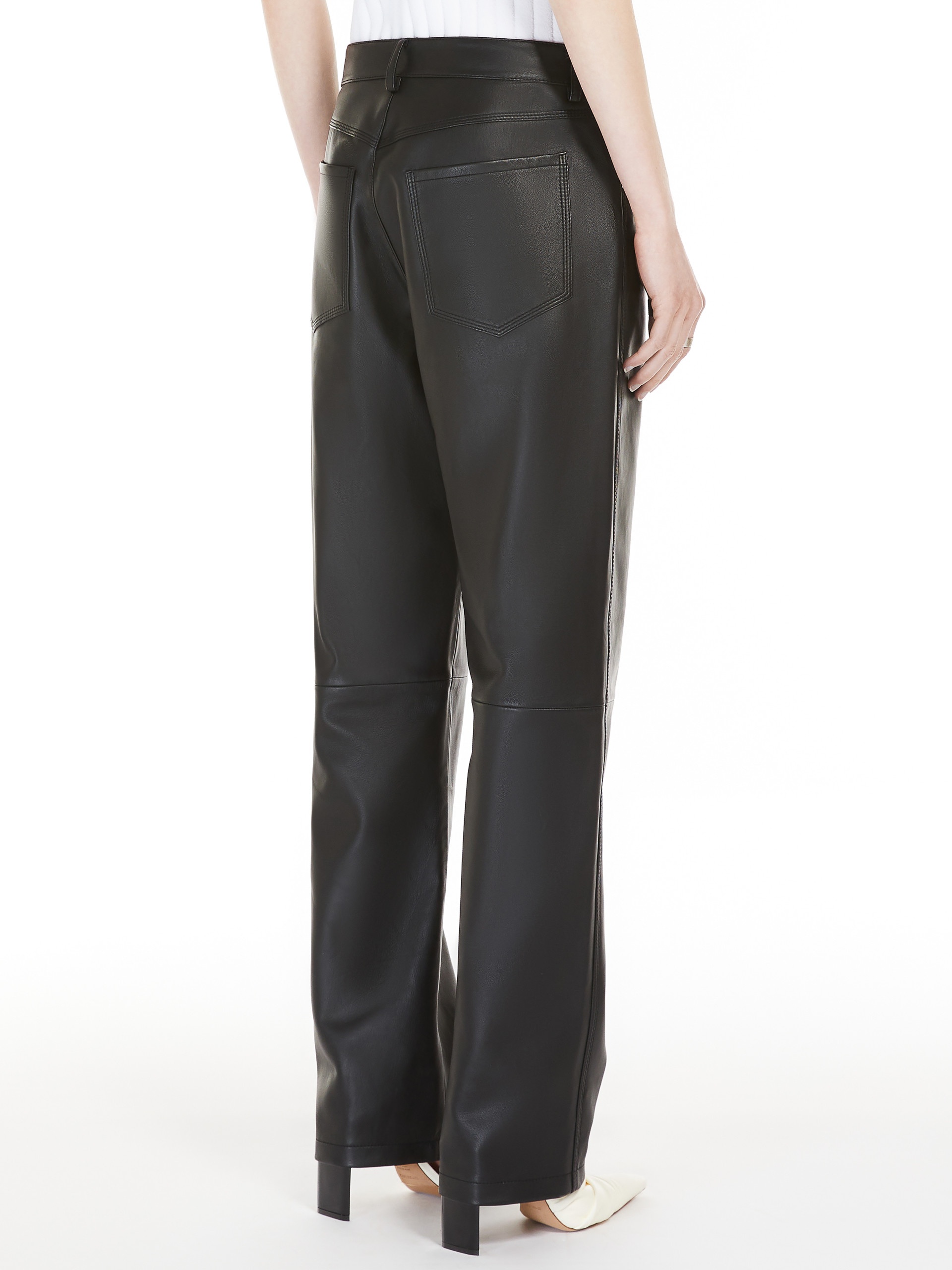VELO Five-pocket nappa-leather trousers - 4