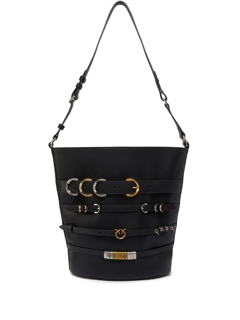 decorative-belt bucket bag - 1