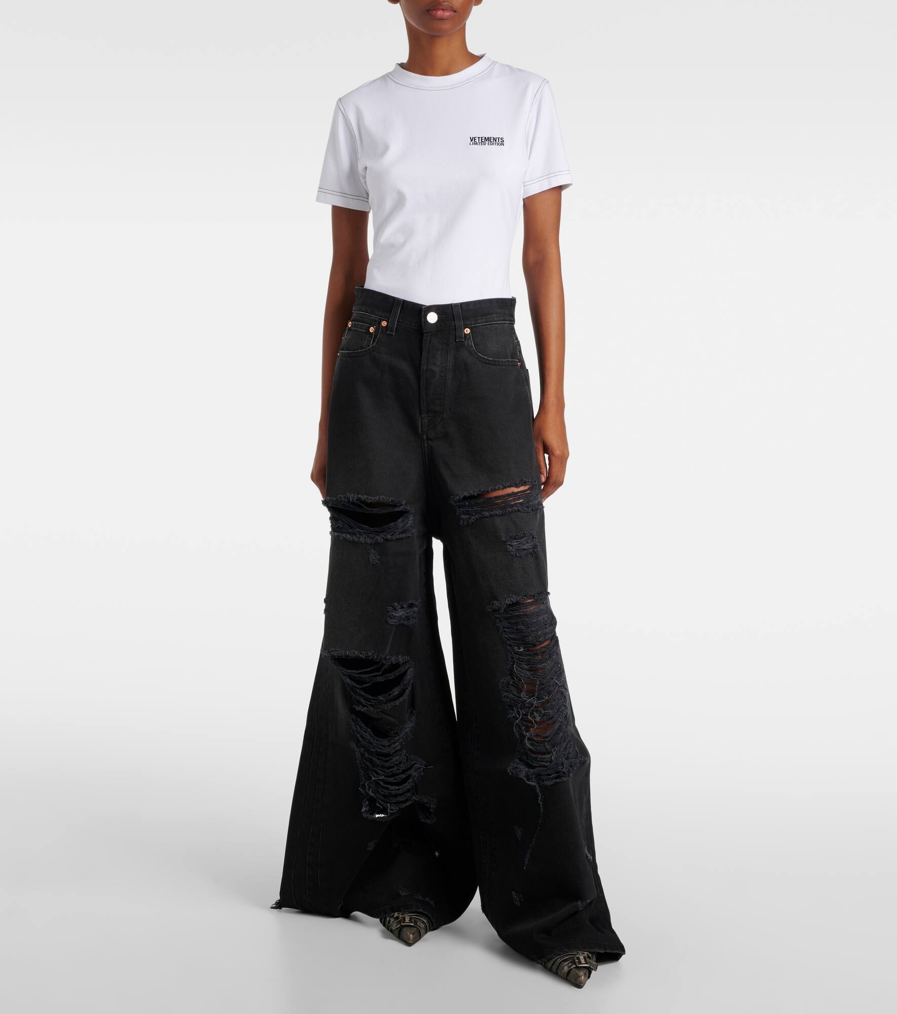 Big Shape distressed wide-leg jeans - 8