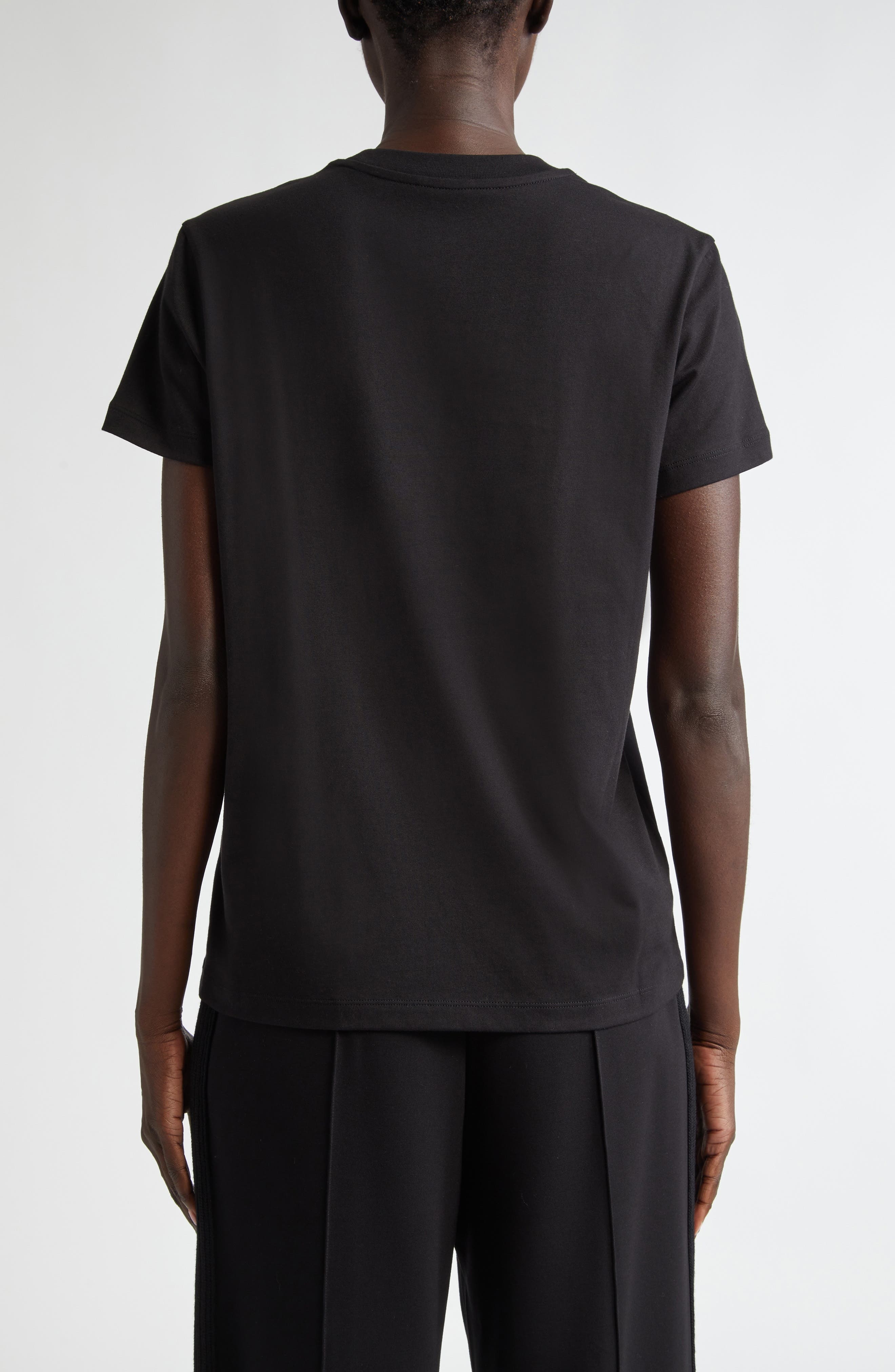 Moncler Logo Embroidered Cotton T-Shirt in Black at Nordstrom - 2