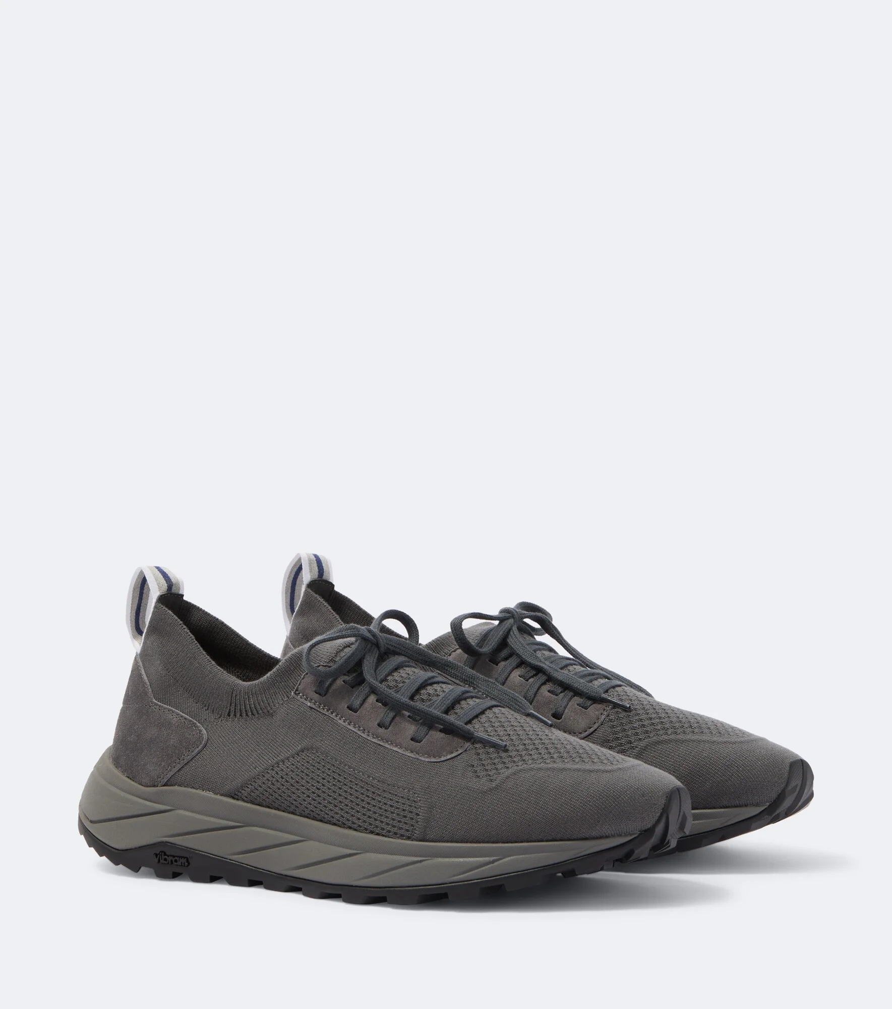 Knitted suede-trimmed sneakers - 1