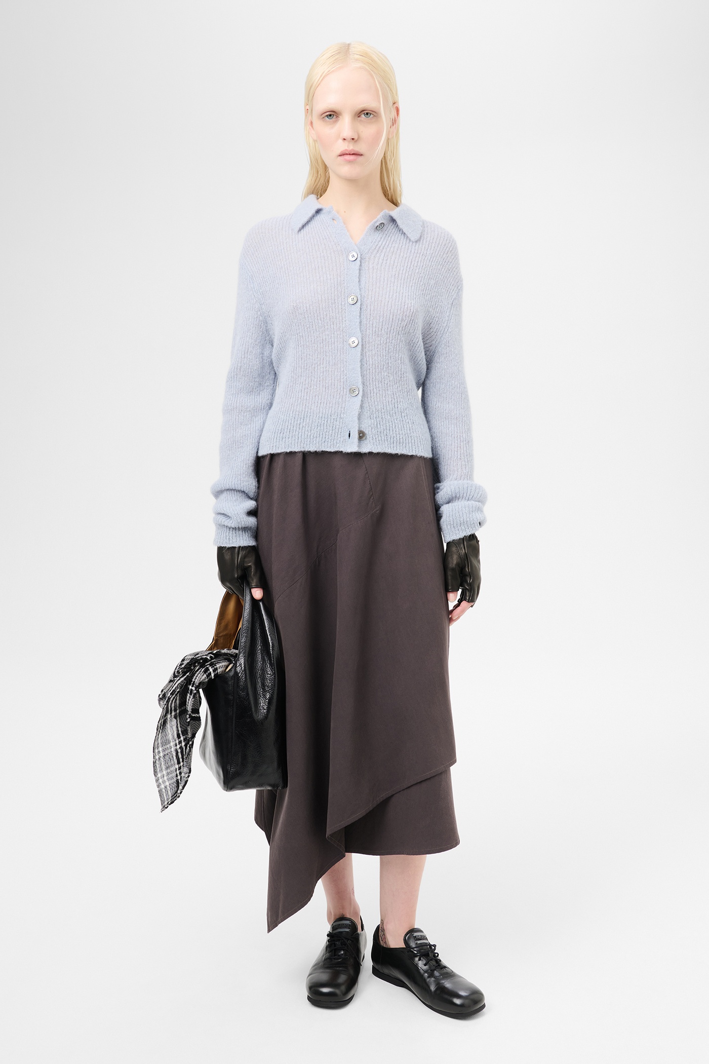 Mazzy Polo Beige Livid Blue Fuzzy Alpaca - 2