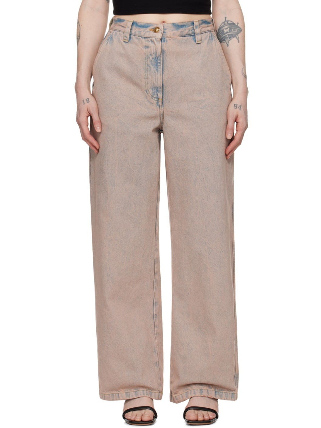 Pink Overdyed Jeans - 1