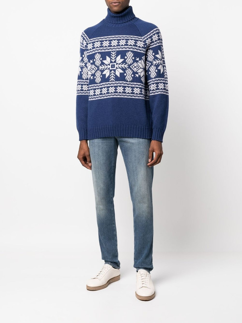 Brunello Cucinelli jacquard-pattern cashmere roll-neck jumper outlook
