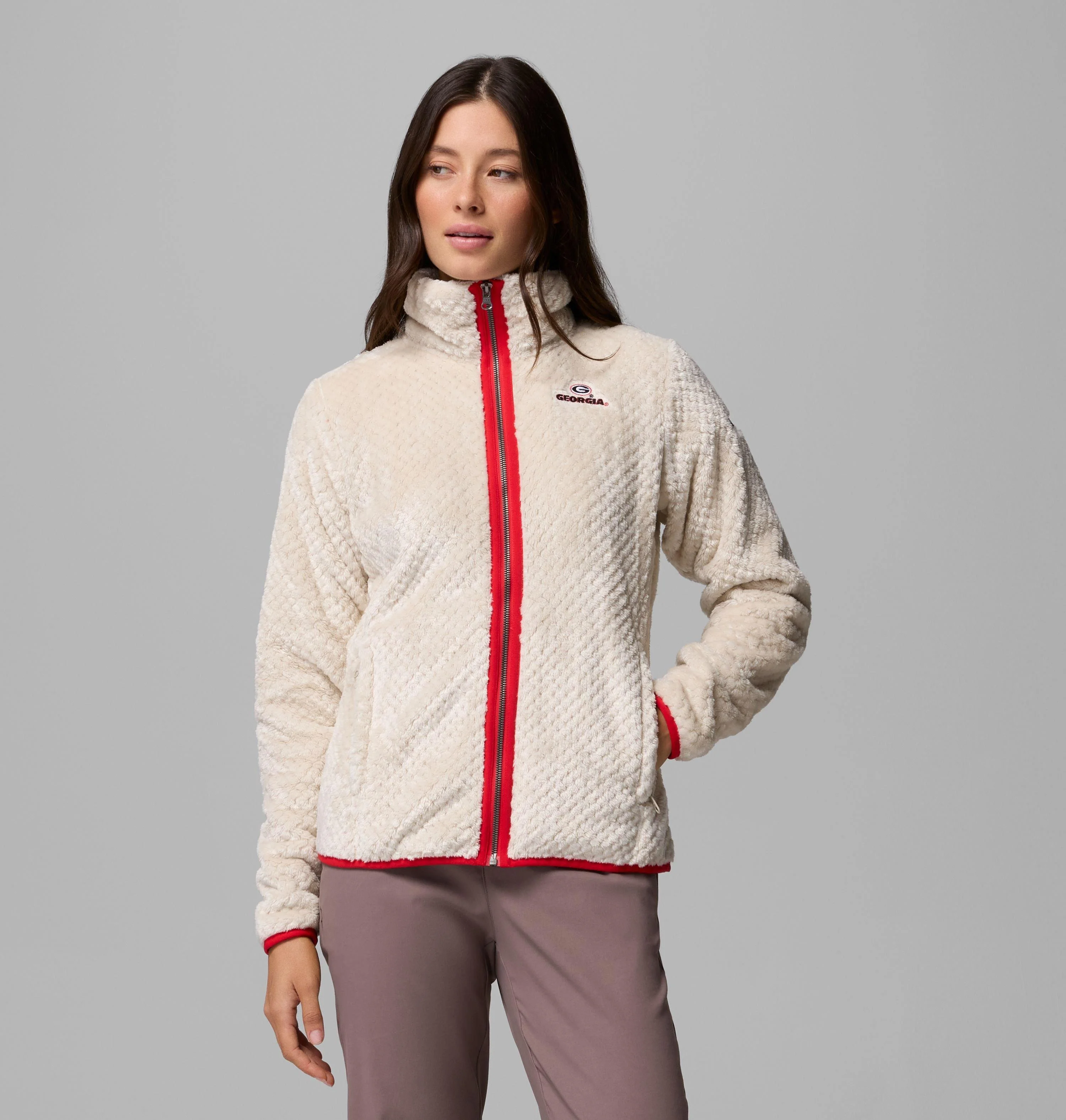 Women's Collegiate Fire Side II Sherpa Full Zip Fleece - Georgia - 1