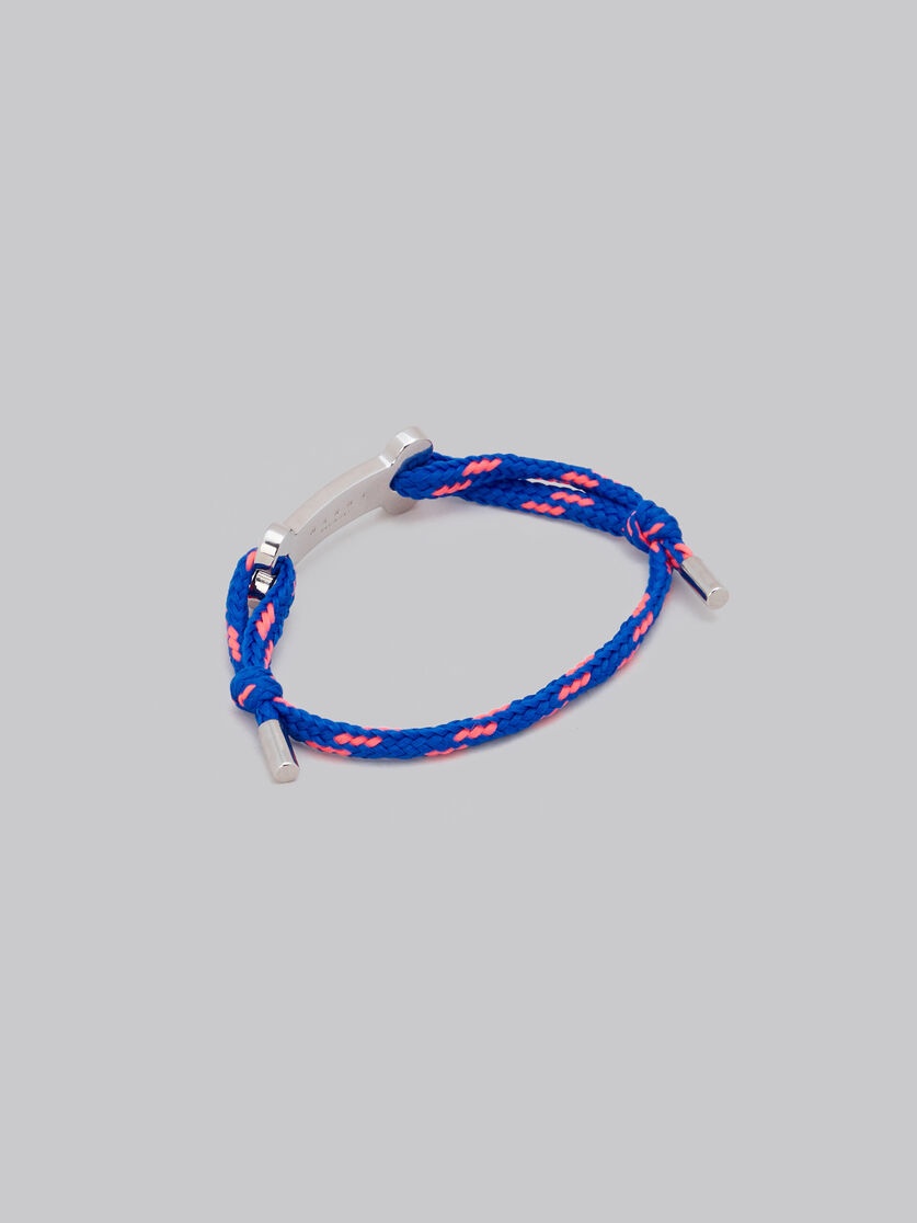 BLUE SHOELACE BRACELET WITH BONE PLAQUE - 3