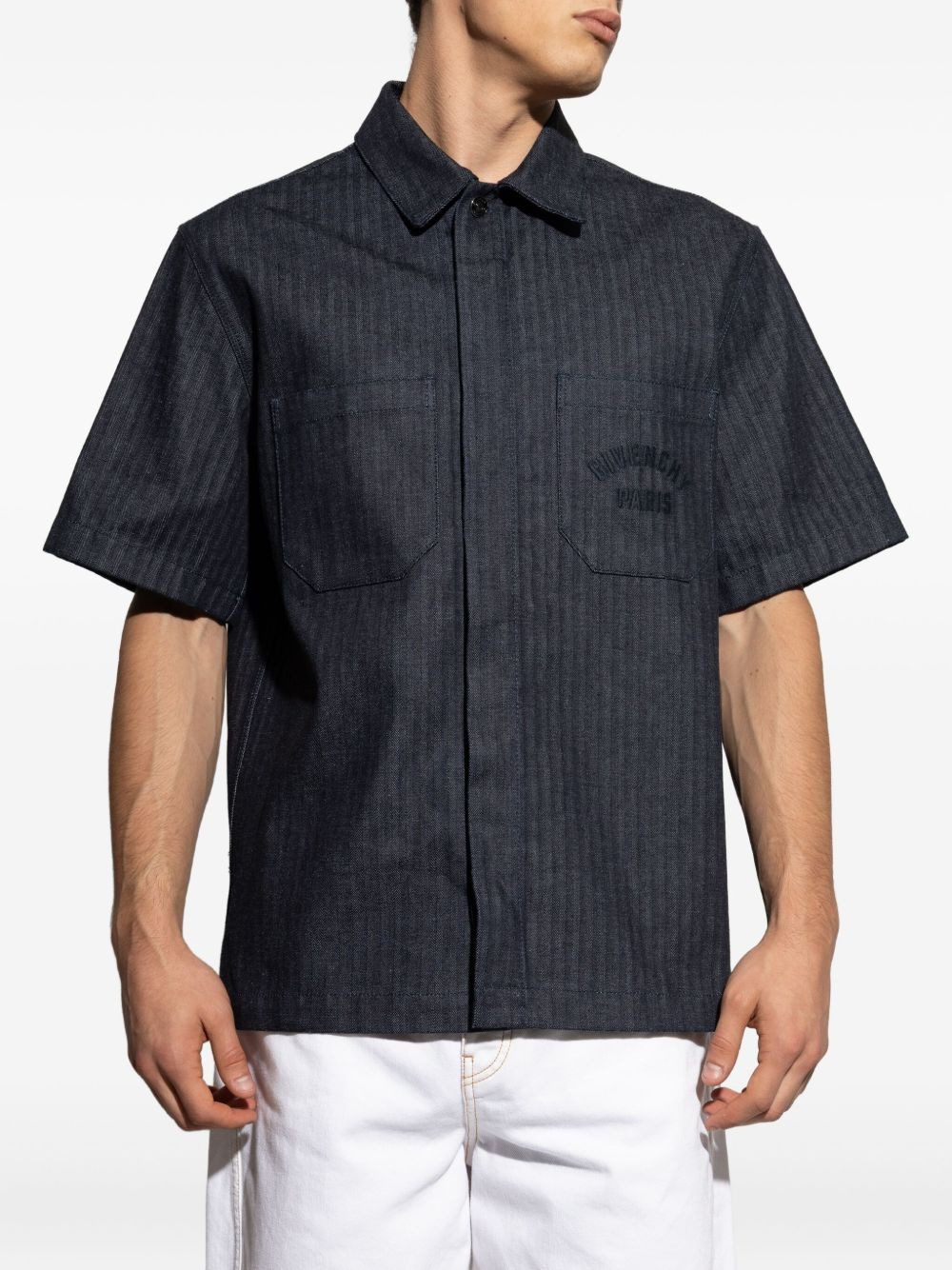 herringbone-pattern embroidered shirt - 3
