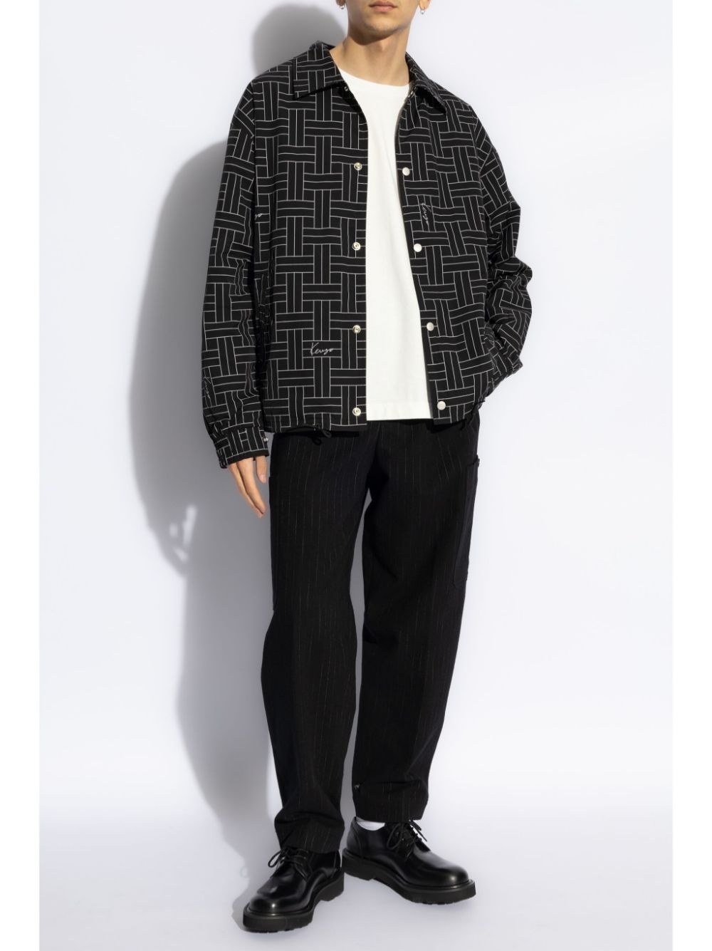 Weave-print windbreaker jacket - 2
