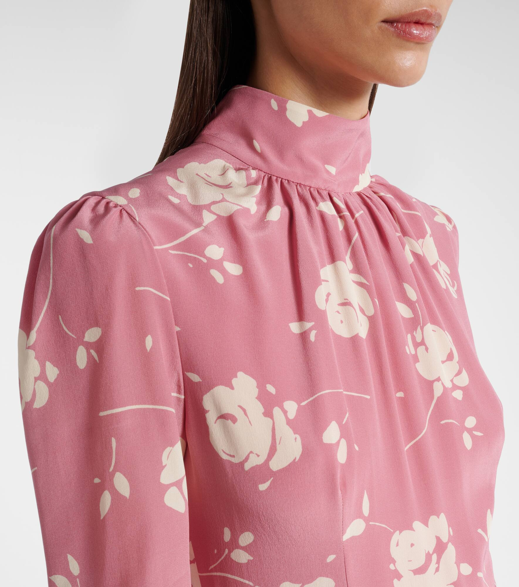 Bow-detail floral silk midi dress - 4
