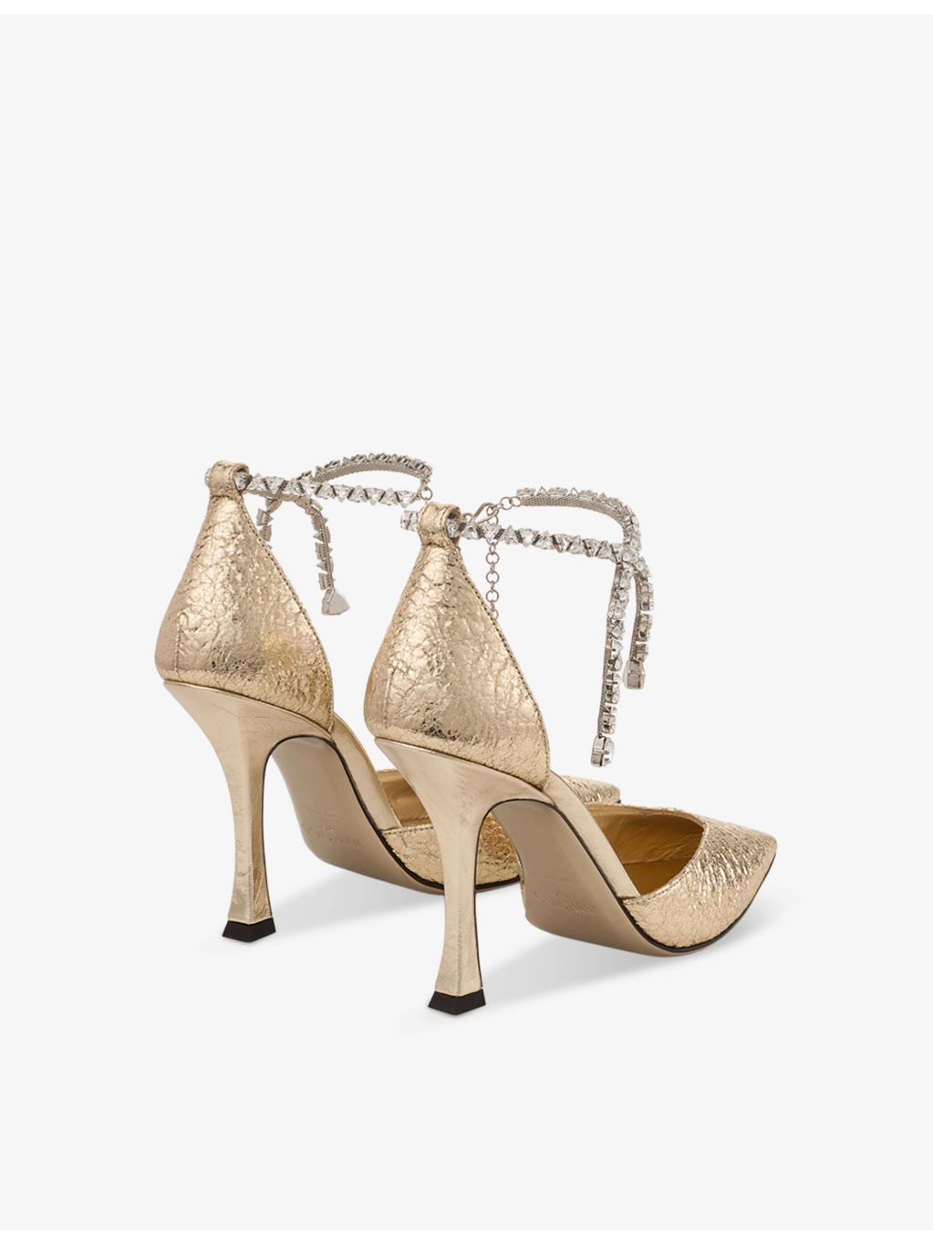 Stevie 100 crystal-embellished metallic-leather heeled courts - 4