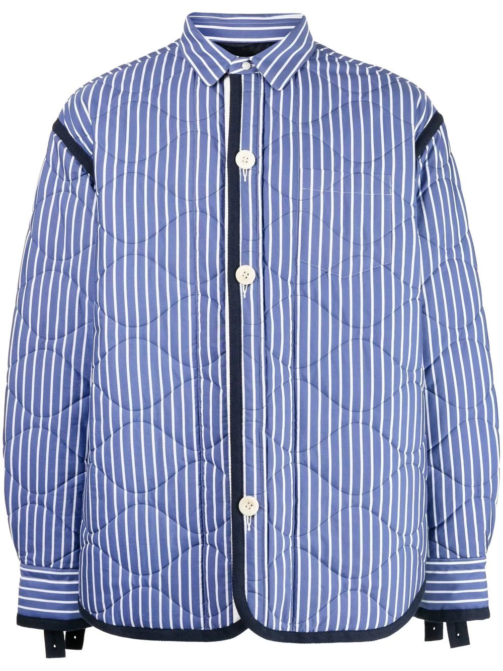 quilted stripe-print shirt jacket - 1