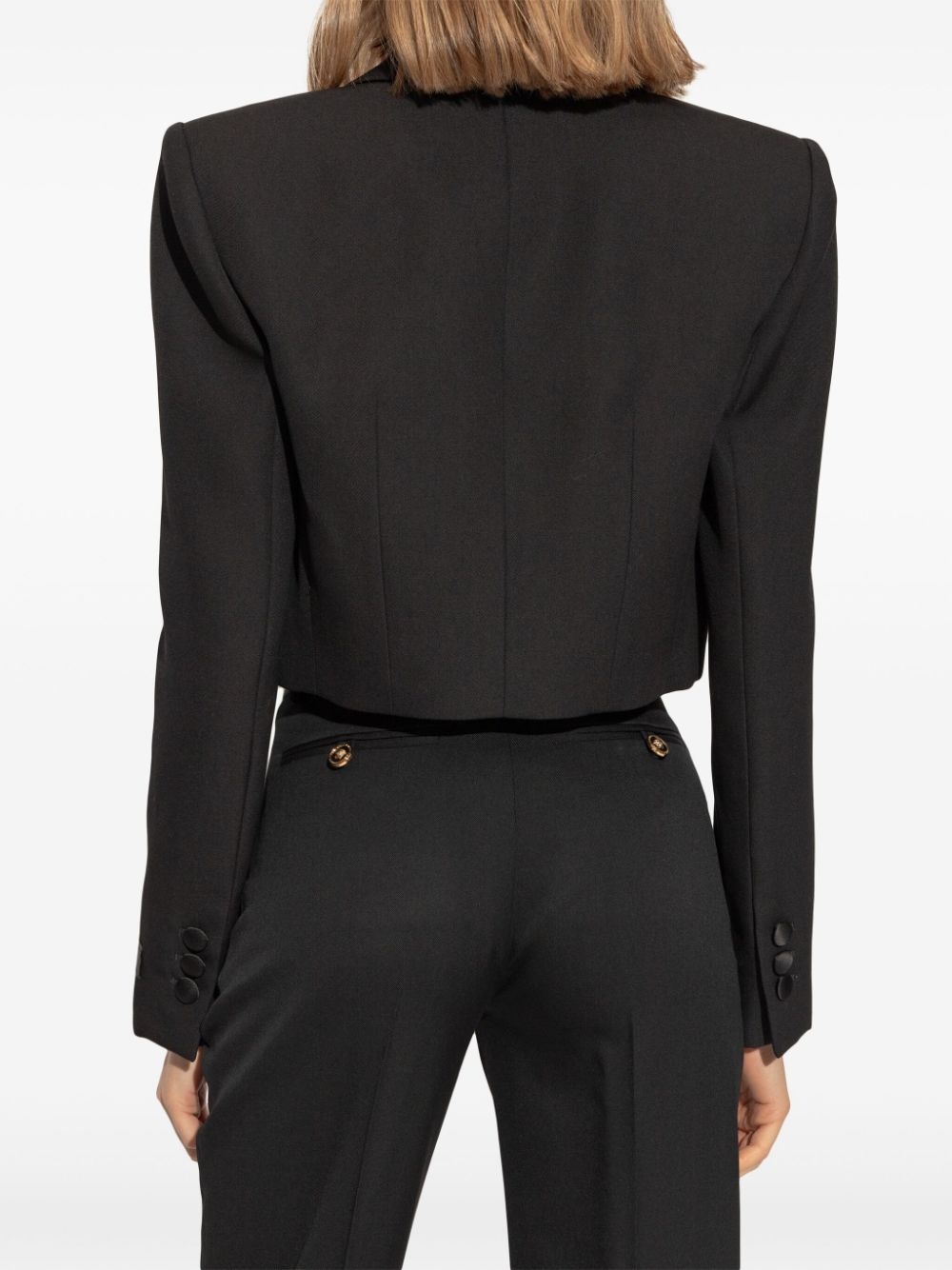 logo-patch cropped blazer - 4