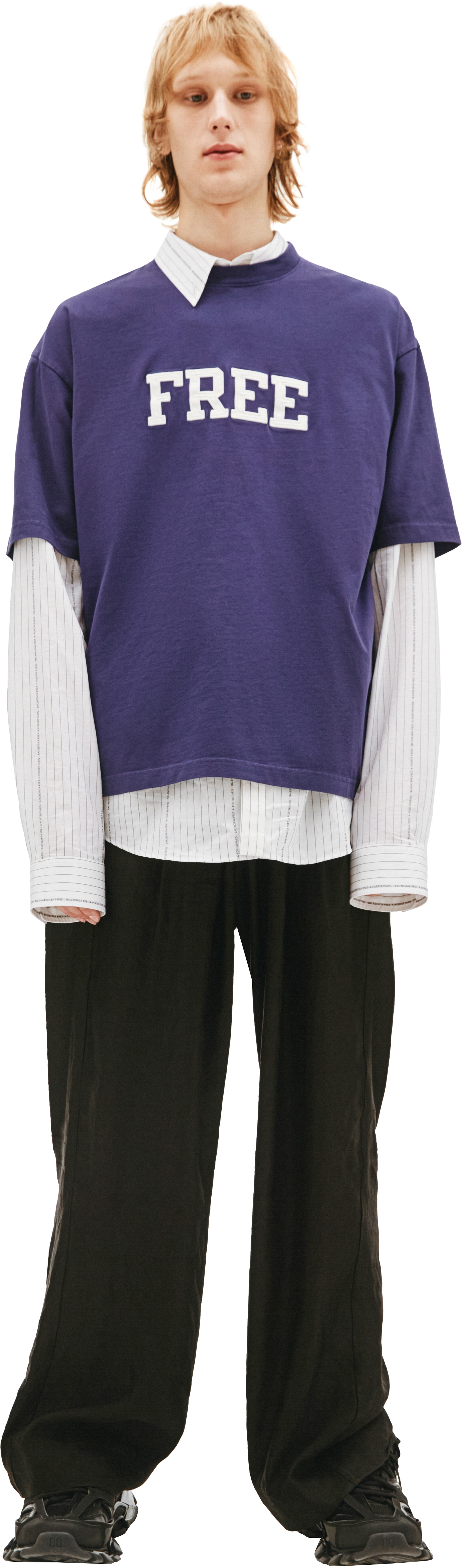 T-SHIRT WITH EMBROIDERED LETTERING FREE - 1