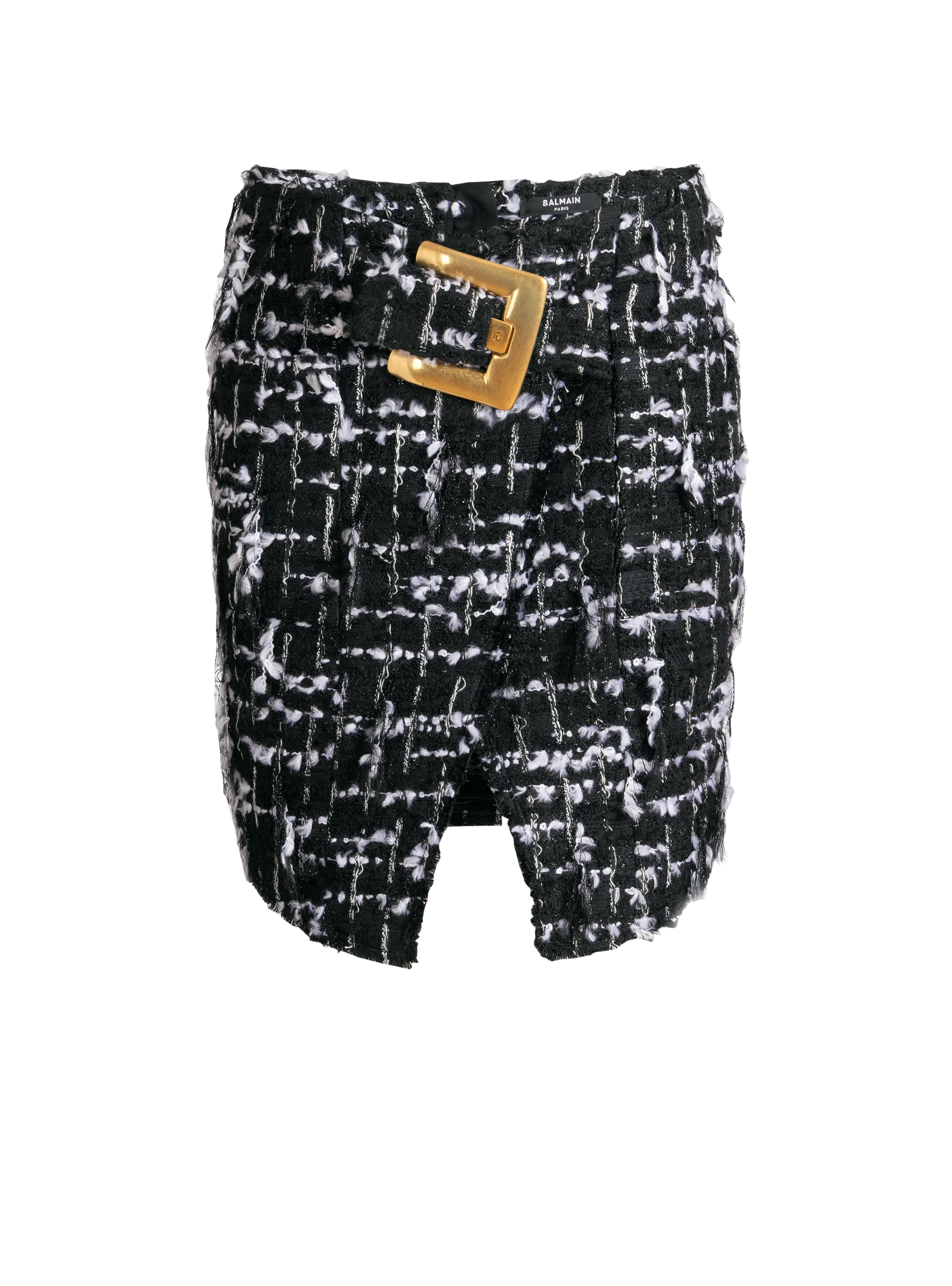 Belted fringed tweed skirt - 1