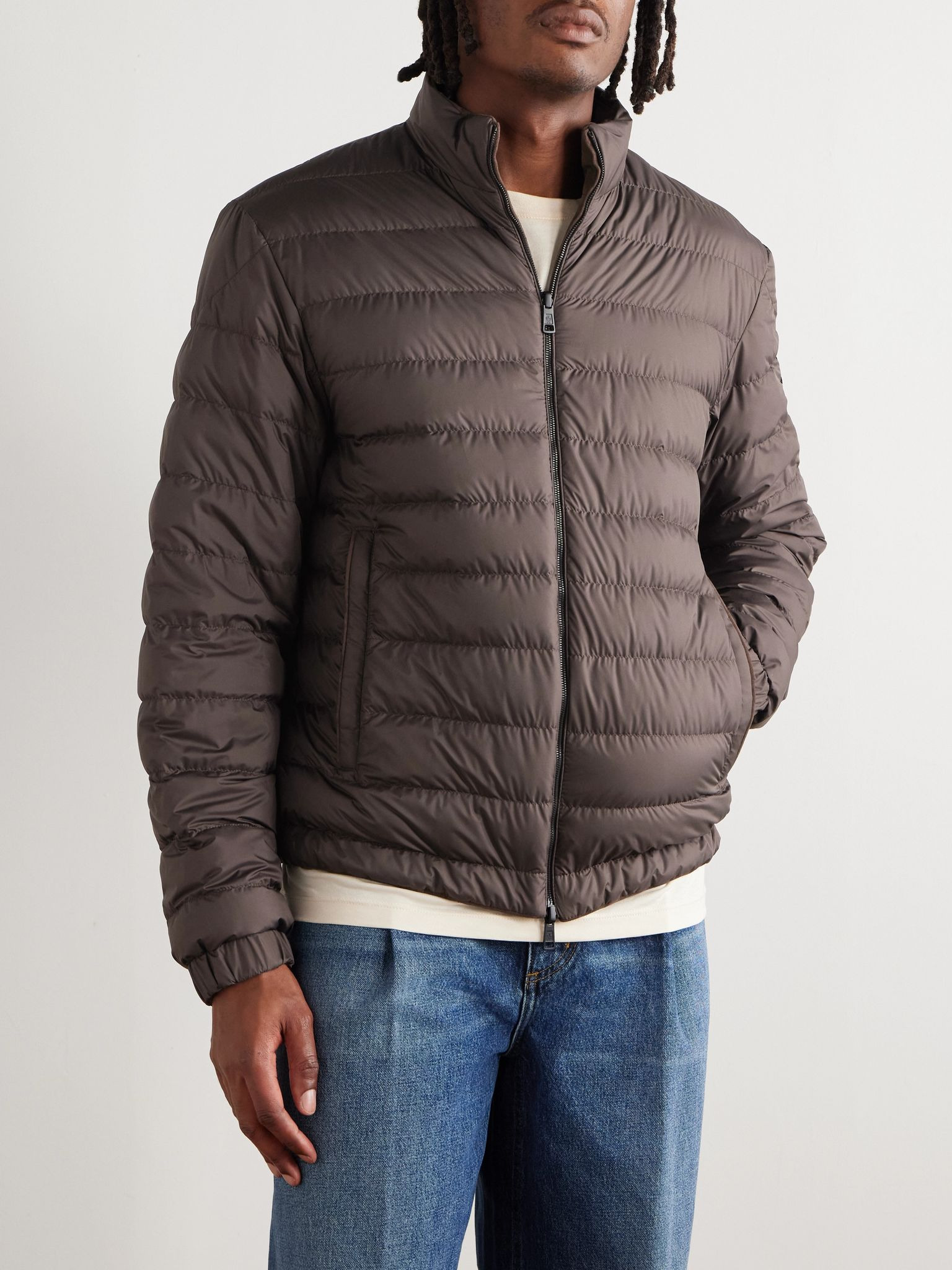 Cernay Logo-Appliquéd Reversible Suede and Quilted Shell Down Jacket Dark brown - 3