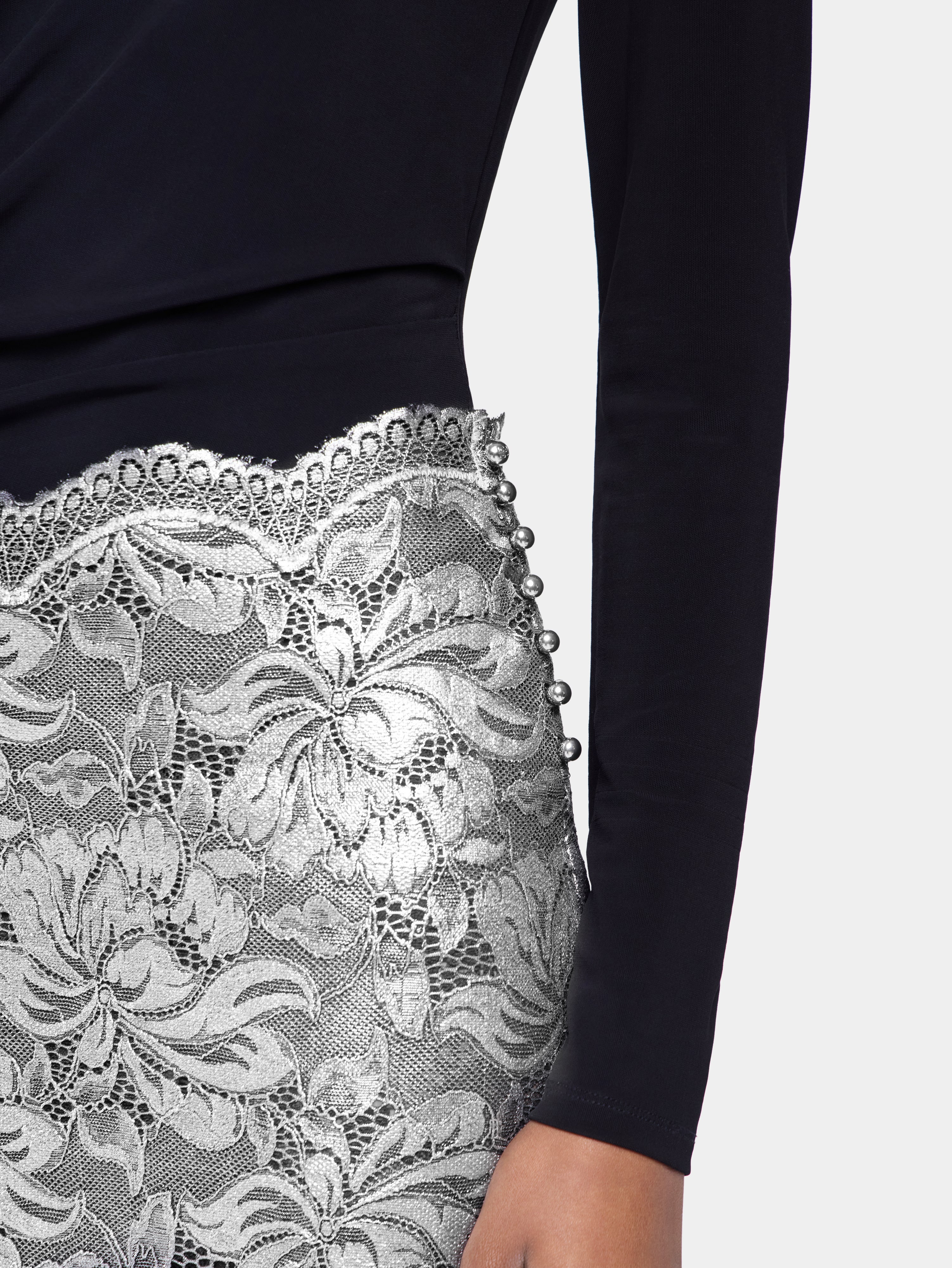 SILVER MIDI SKIRT IN LACE - 5