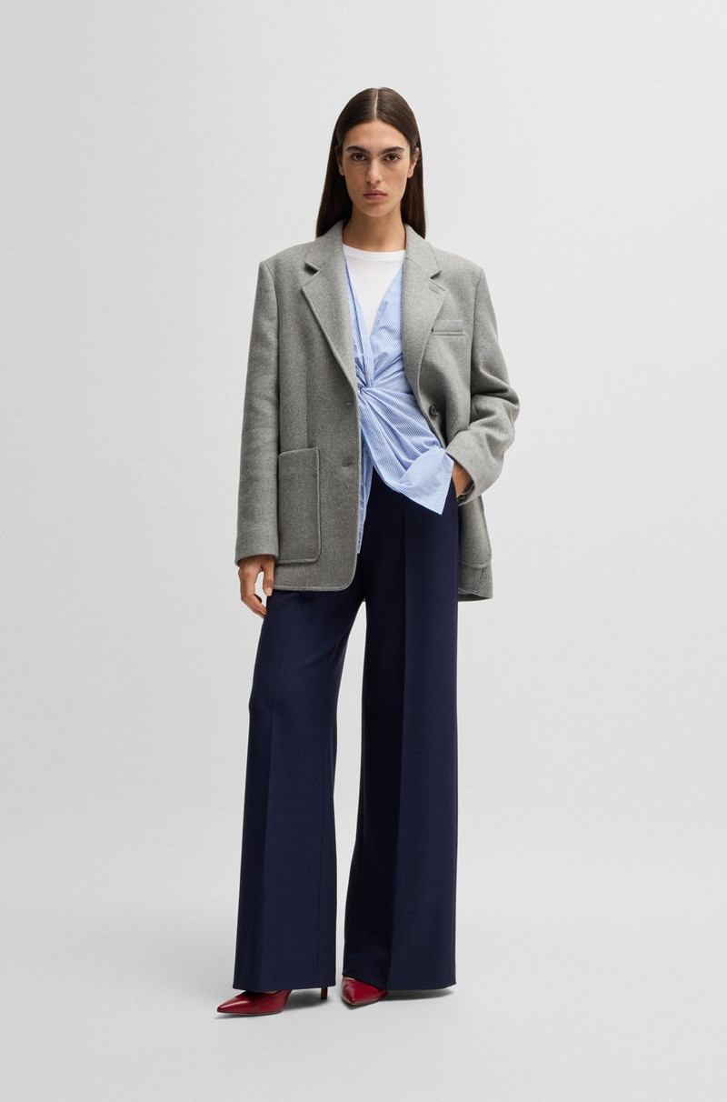 BOSS TWIST-FRONT SLIM-FIT BLOUSE IN STRIPED COTTON outlook